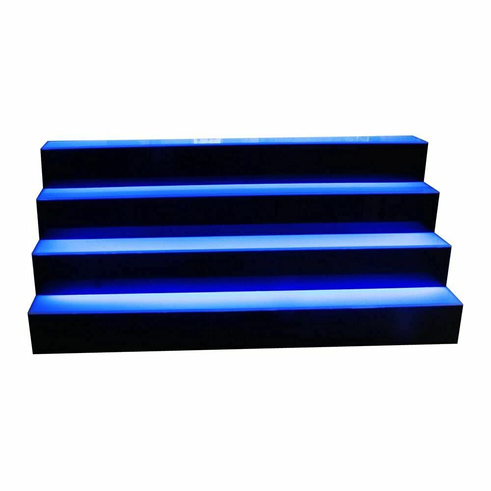 4 Step LED Lighted Liquor Bottle Display Shelf - 31 Inch Black Bar Shelf with Remote Control & Multiple Colors for Home & Commercial Use - Perfect for Bars, Restaurants, and Home Entertainment Spaces