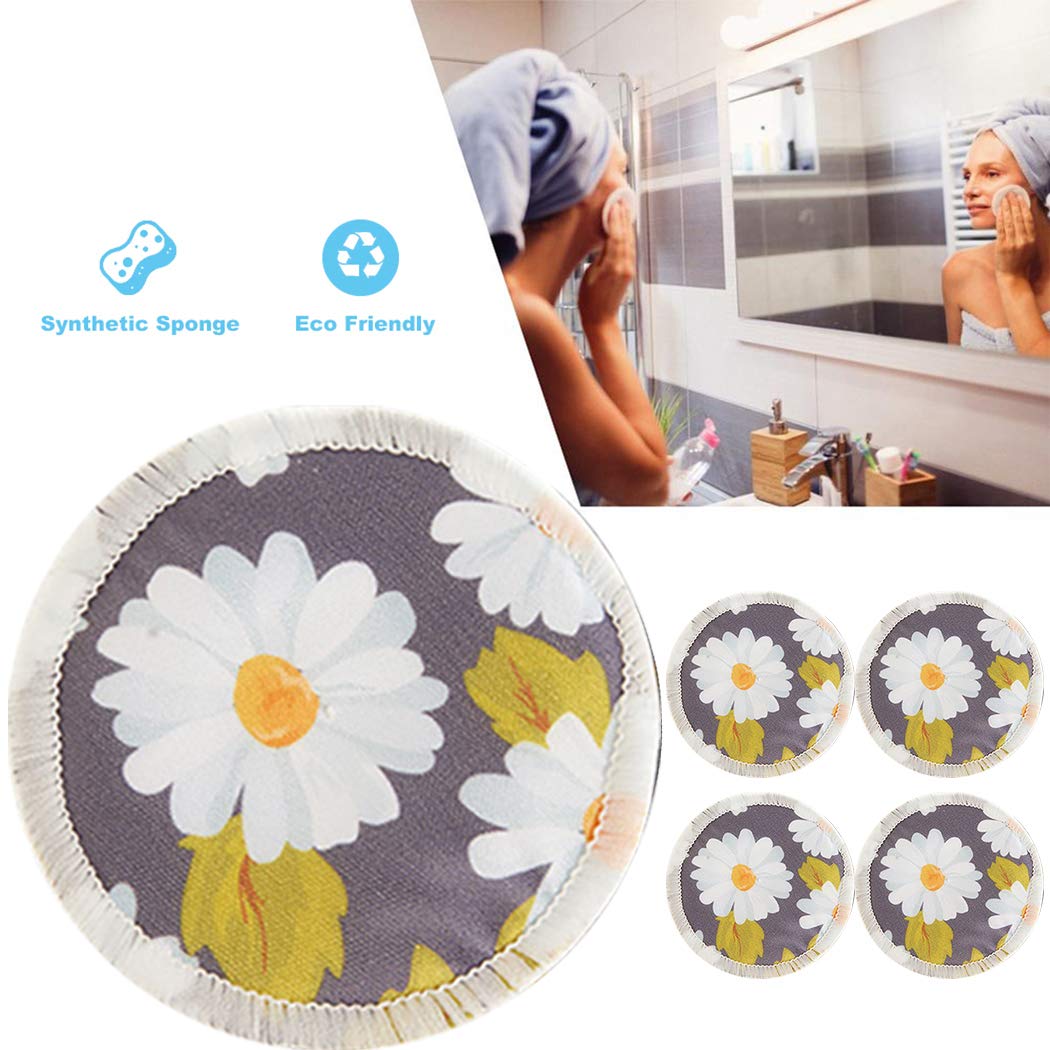 Legendog 5PCS Reusable Bamboo Fiber Makeup Remover Pads - Eco-Friendly Washable Makeup Removal Pads with Soft Facial Sponge for Gentle Cleansing | Perfect for Travel, Daily Skincare & Sustainable Beauty Routine
