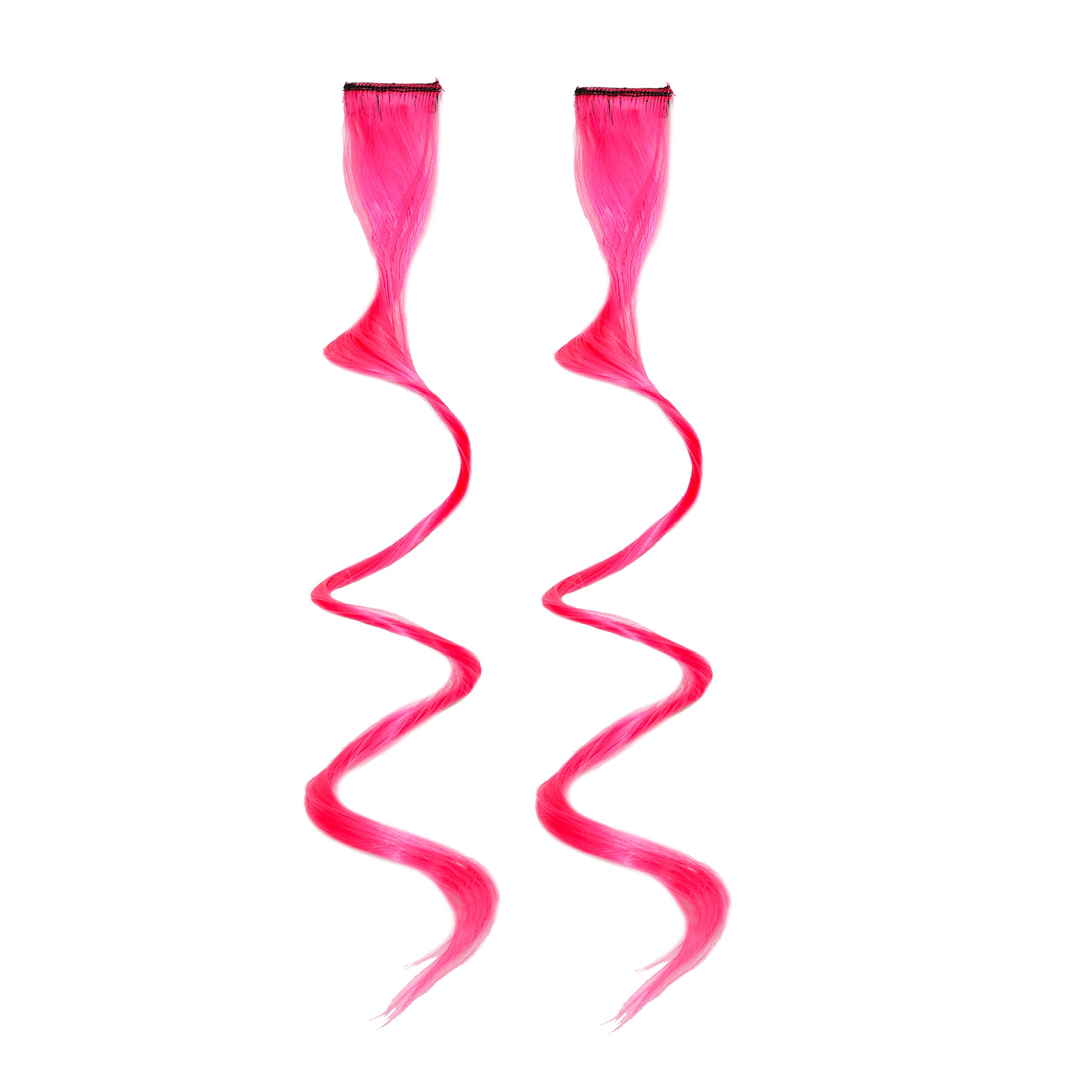 Rapidsflow® 6-Piece Colored Hair Streak Extensions for Women & Girls - Real Human Hair Highlights, Curly Pink - Perfect for Parties, Cosplay & Daily Styling