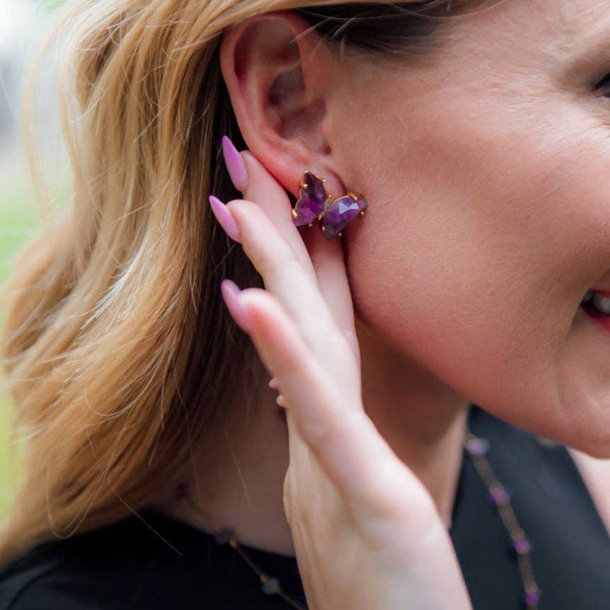 Elegant Amethyst Papillon Butterfly Earrings for Women - Perfect for Weddings, Parties & Special Occasions