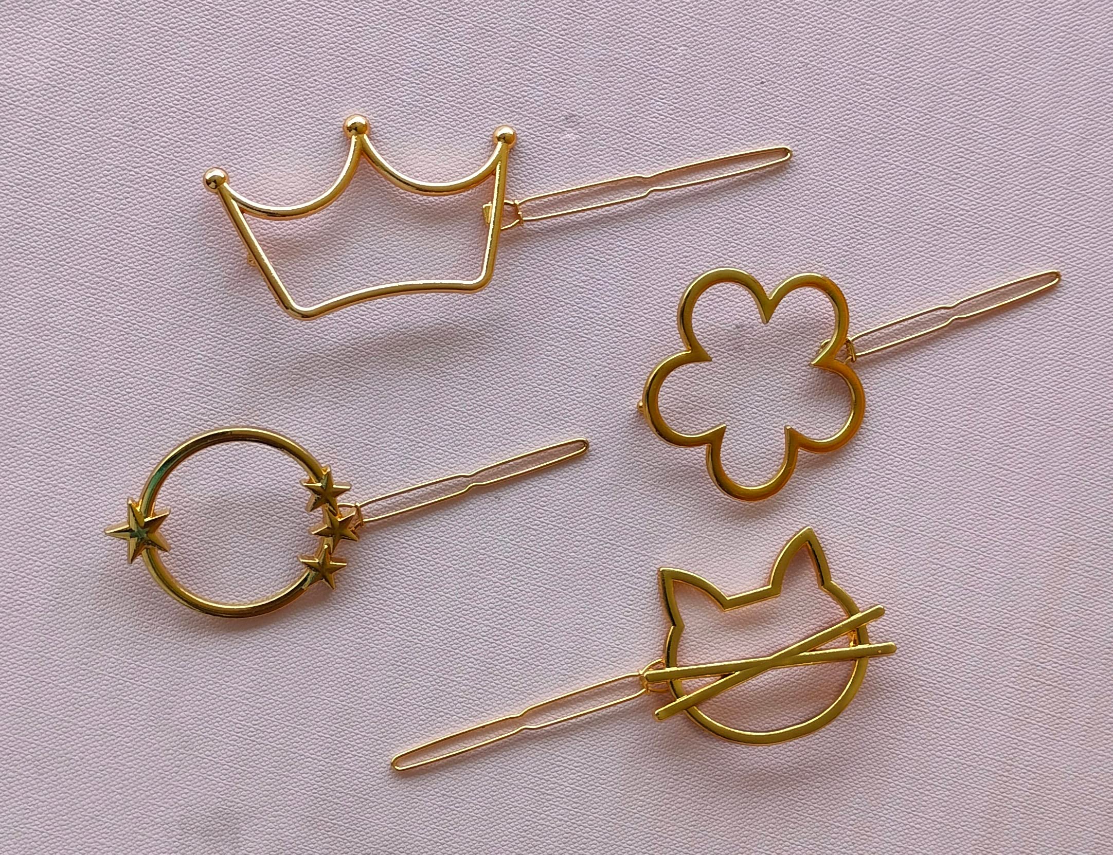 Sonpal Fashionable Gold Hair Clips for Women & Girls - 4 Pack Hair Pins Set with Unique Shapes - Perfect for Parties, Weddings & Everyday Styling