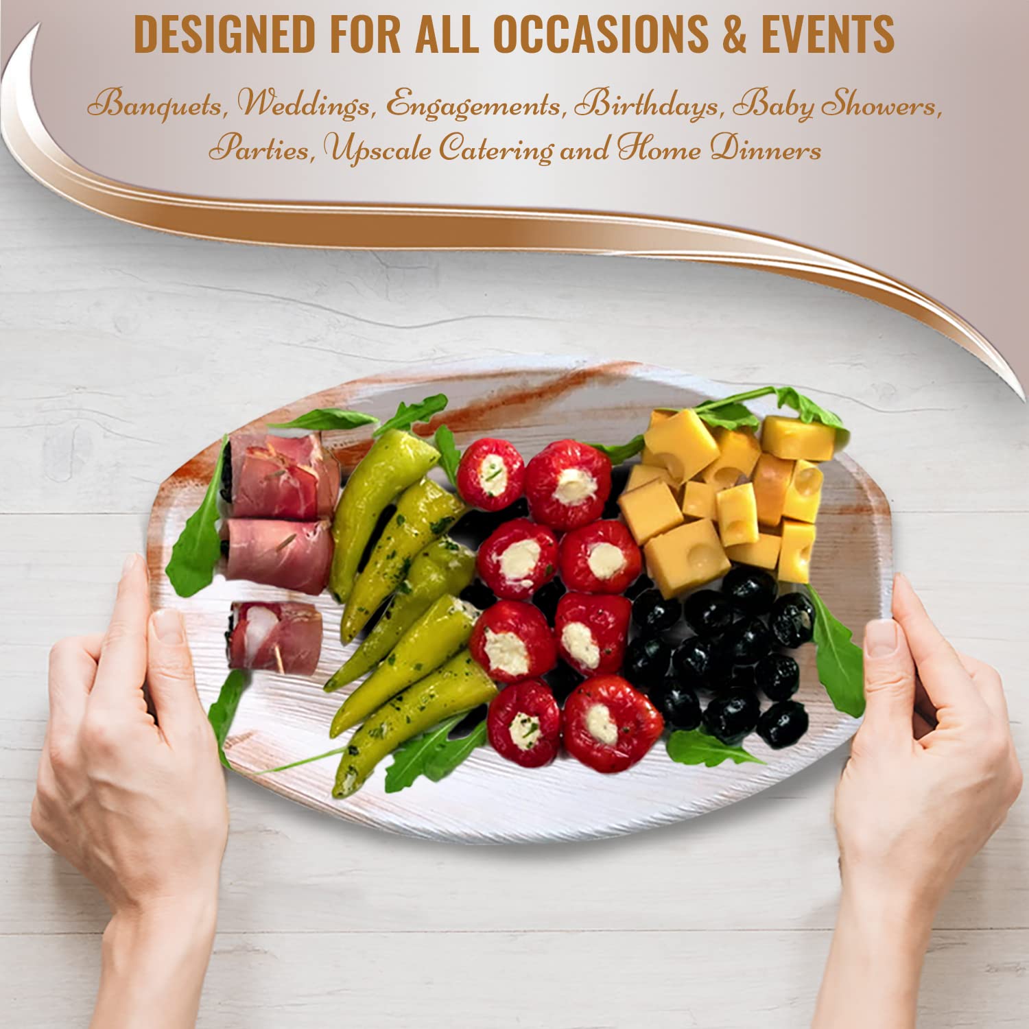 Eco-Friendly Palm Leaf Plates - 100% Biodegradable Disposable Dinnerware for Parties & Events (9