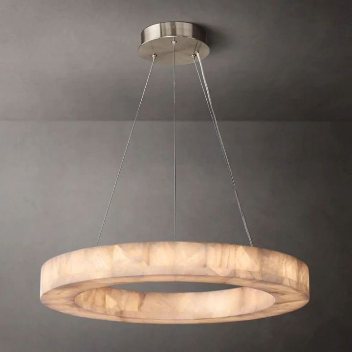 Derive Calcite Round Chandelier - Modern Crystal Ceiling Light Fixture for Dining Room, Living Room & Bedroom Decor