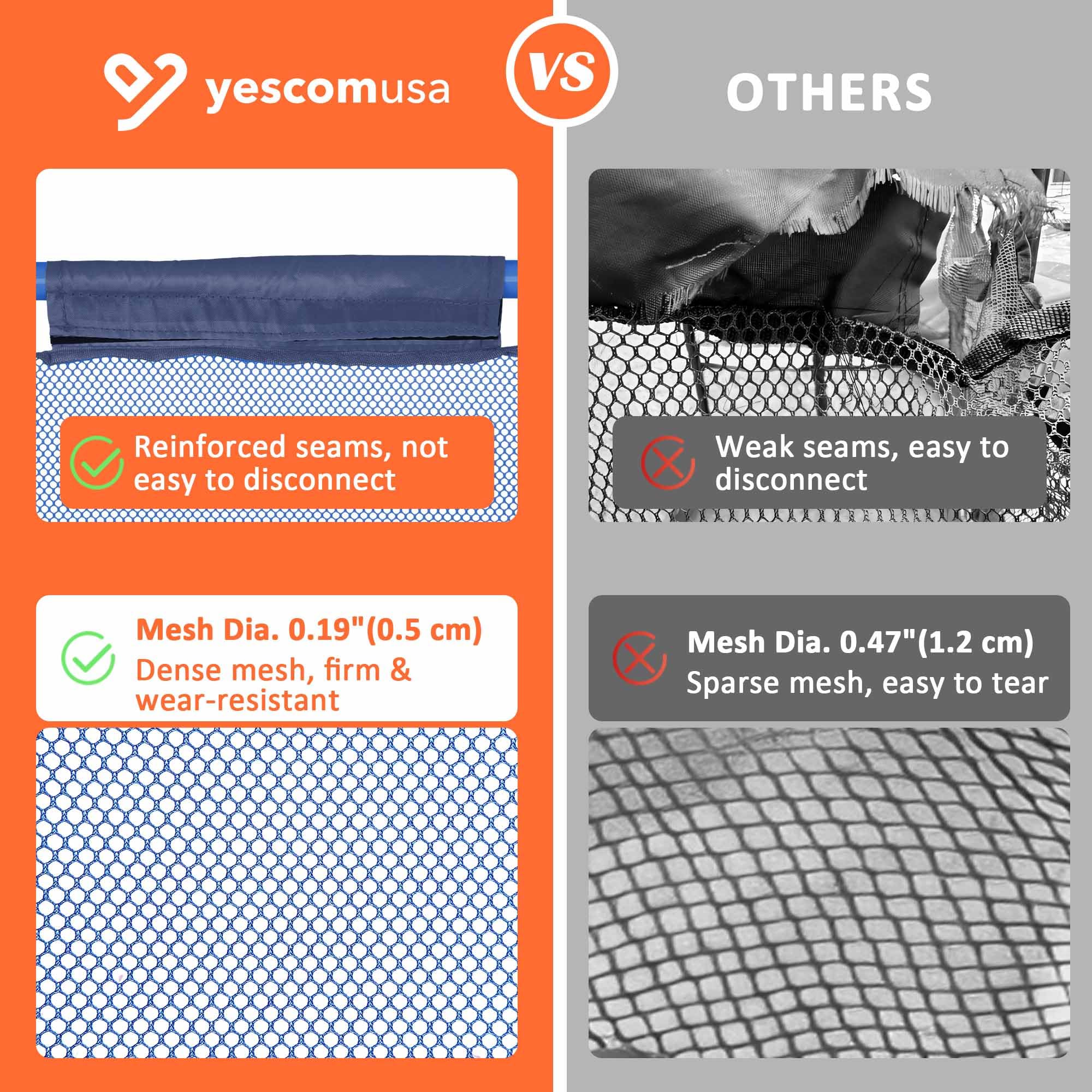 Yescom XX-Large 10-Wheel Rolling Pool Storage Bin - Double Decker Mesh Organizer with Noodle Holder | Heavy-Duty Metal Frame & Upgraded Connectors | 49