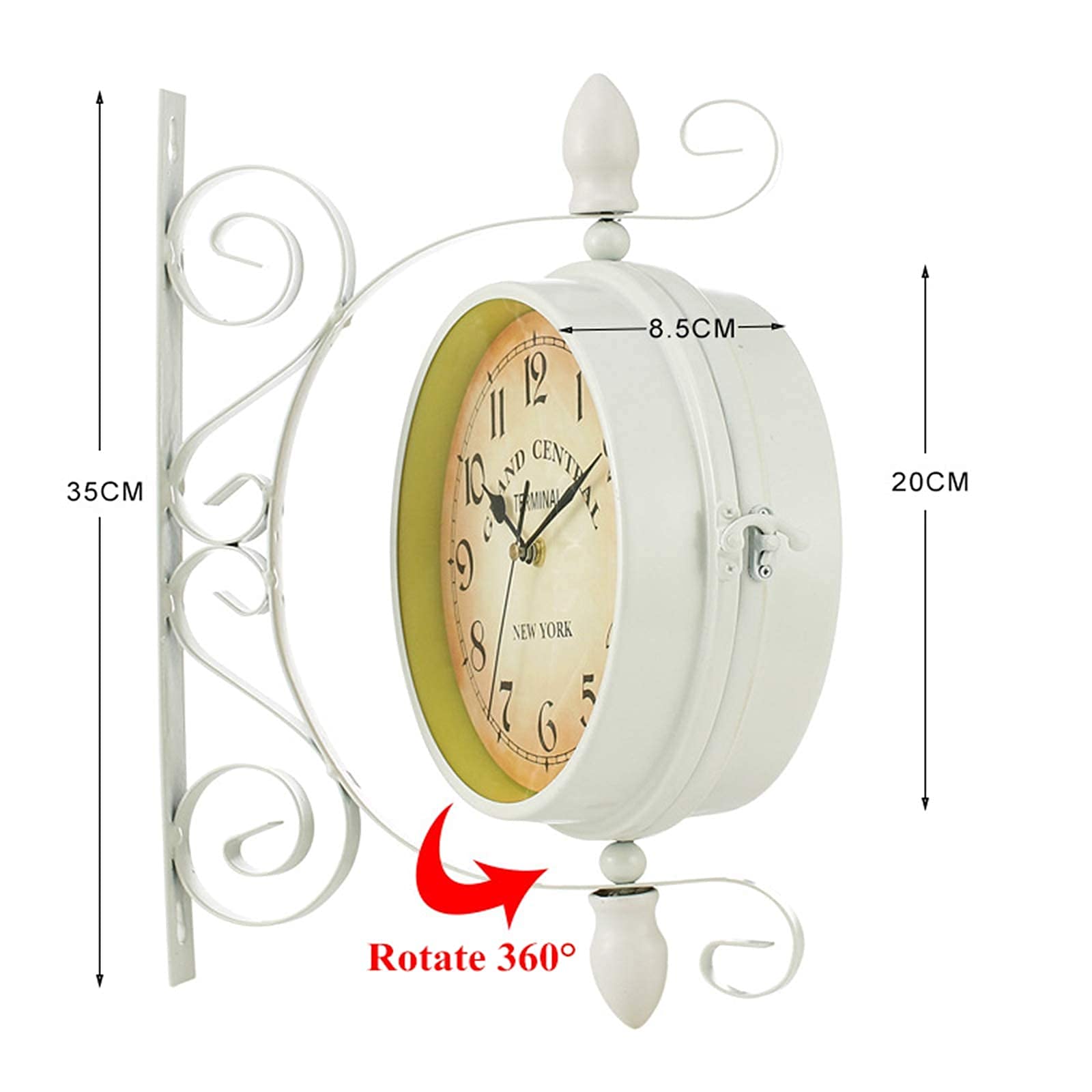 14 Inch 360° Rotating Double Sided Outdoor Garden Wall Clock - Waterproof Indoor/Outside Decoration with Bracket - Perfect for Patio, Backyard, and Farmhouse Décor