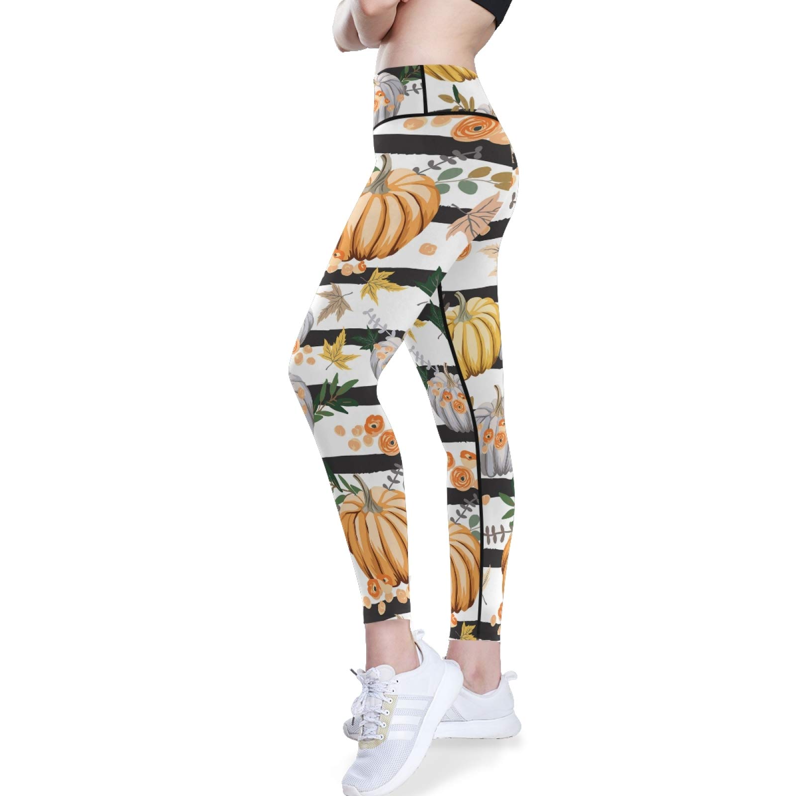 Autumn Pumpkin Yoga Pants - High Waist Tummy Control Leggings with Pockets for Workout & Running