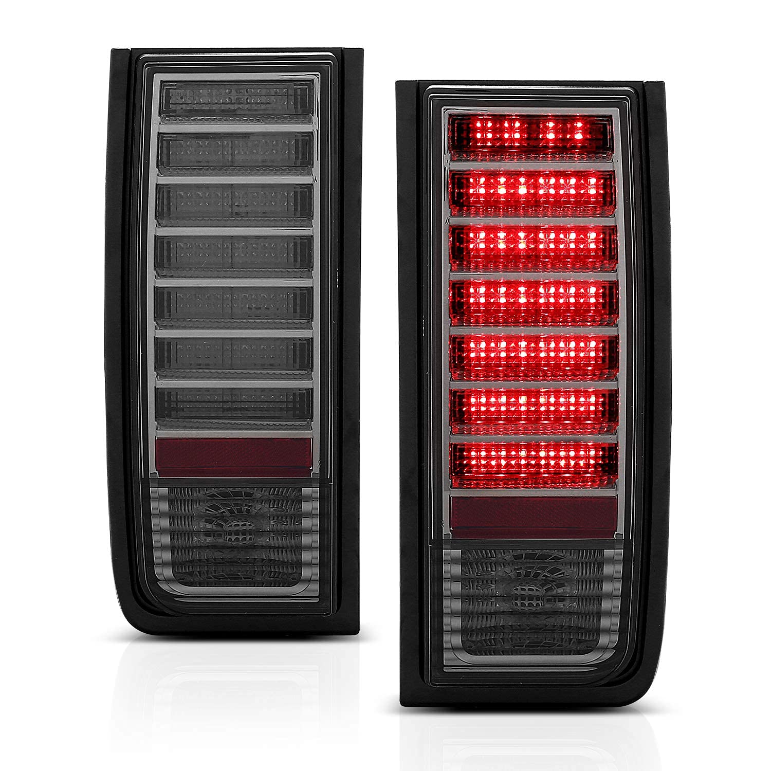 AmeriLite LED Tail Lights Replacement for Hummer H2 - Left & Right Side Smoke Lens - Enhanced Visibility & Style for Off-Road Adventures & Night Driving