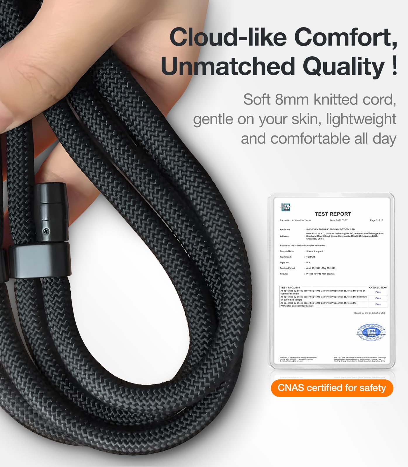TORRAS Adjustable Anti-Theft Phone Lanyard with 2 Phone Tabs - Universal Crossbody Strap for All Smartphones - Premium Metal Buckles & Skin-Friendly Design - Travel Essentials (Black) | Perfect for Travel, Shopping, Concerts & Outdoor Activities