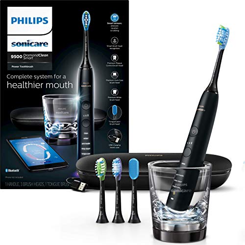 Philips Sonicare DiamondClean Smart 9500 Rechargeable Electric Toothbrush - Black (HX9924/11) for Professional Dental Care & Teeth Whitening at Home