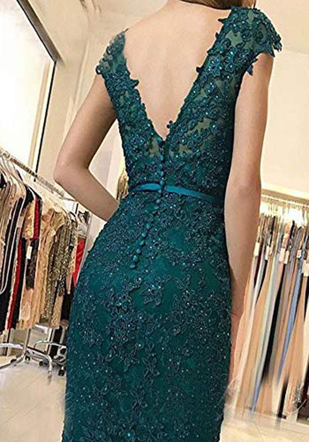 Elegant Women's Lace Mermaid V-Neck Evening Dress - Formal Prom Party Gown for Weddings, Galas & Special Occasions
