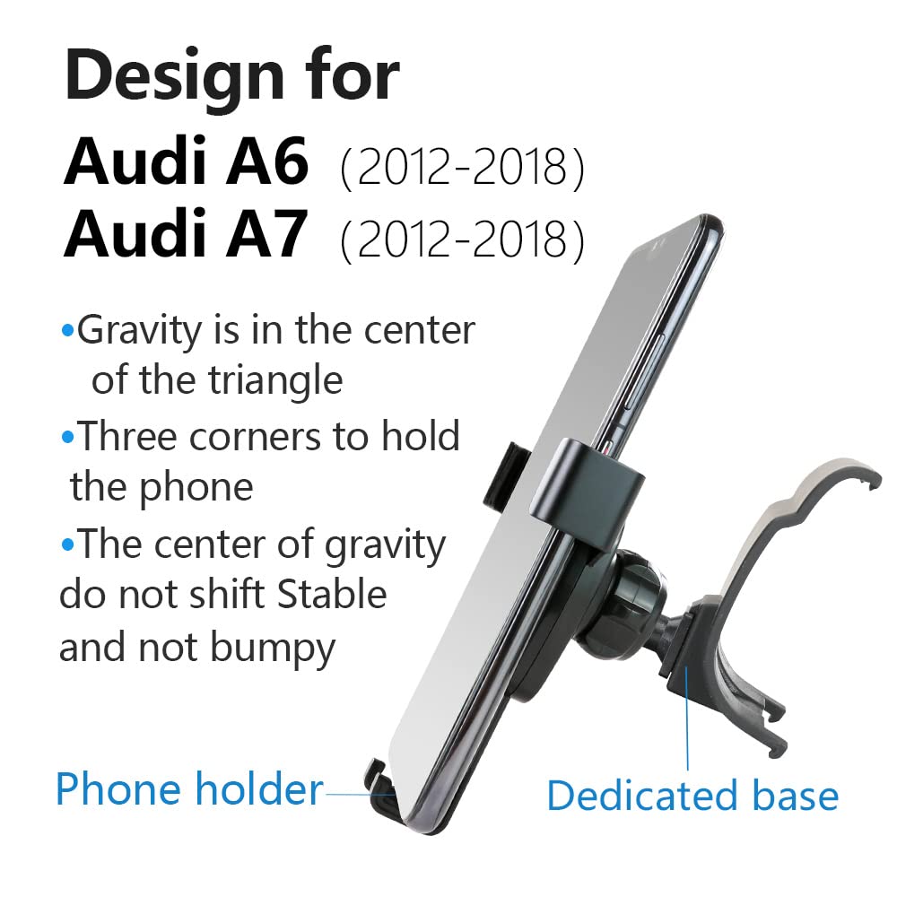 Audi 2012-2018 A6 A7 S6 S7 RS6 RS7 Allroad Universal Car Phone Holder Mount - Premium Auto Accessories for Navigation & Hands-Free Driving - Perfect for Commuting, Road Trips & GPS Use