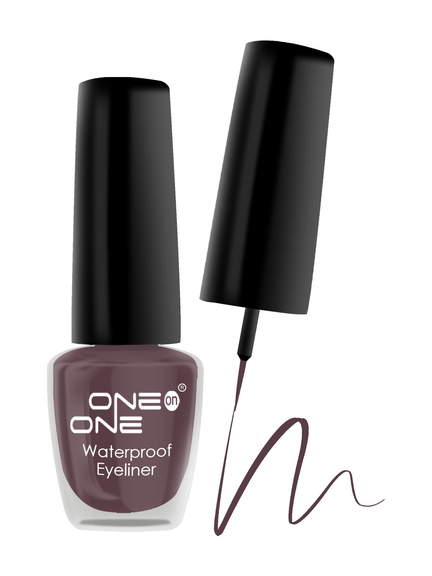 ONE on ONE Waterproof Eyeliner, Brown 5ml | Quick Dry Smudge Proof, Transfer Proof Long Lasting Eye Liner for Eye Makeup | Perfect for Swimming, Gym & All-Day Wear