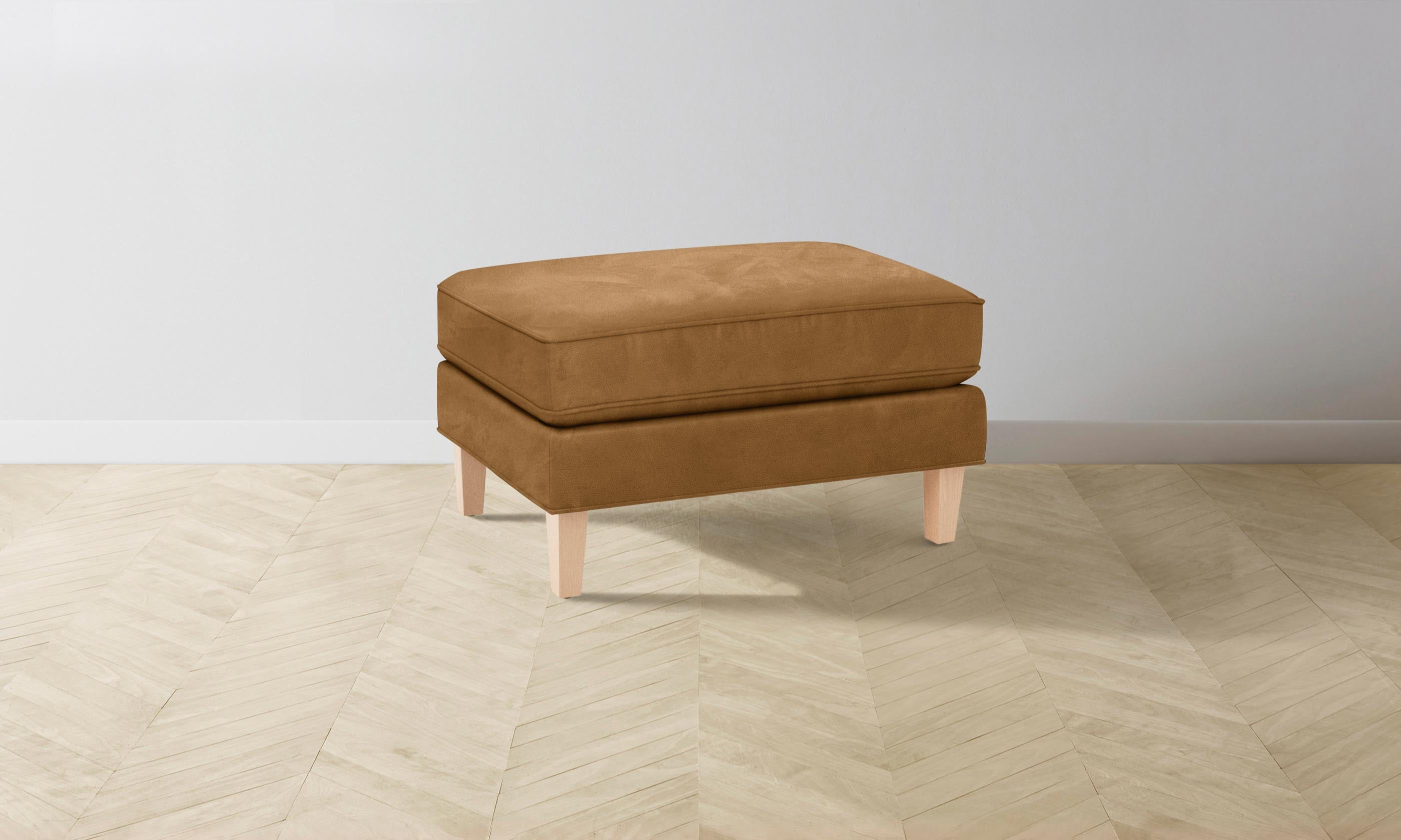 Premium Nubuck Leather Saddle Ottoman - Handcrafted Footrest & Storage Bench for Living Room, Bedroom & Office - Comfortable & Stylish Home Decor