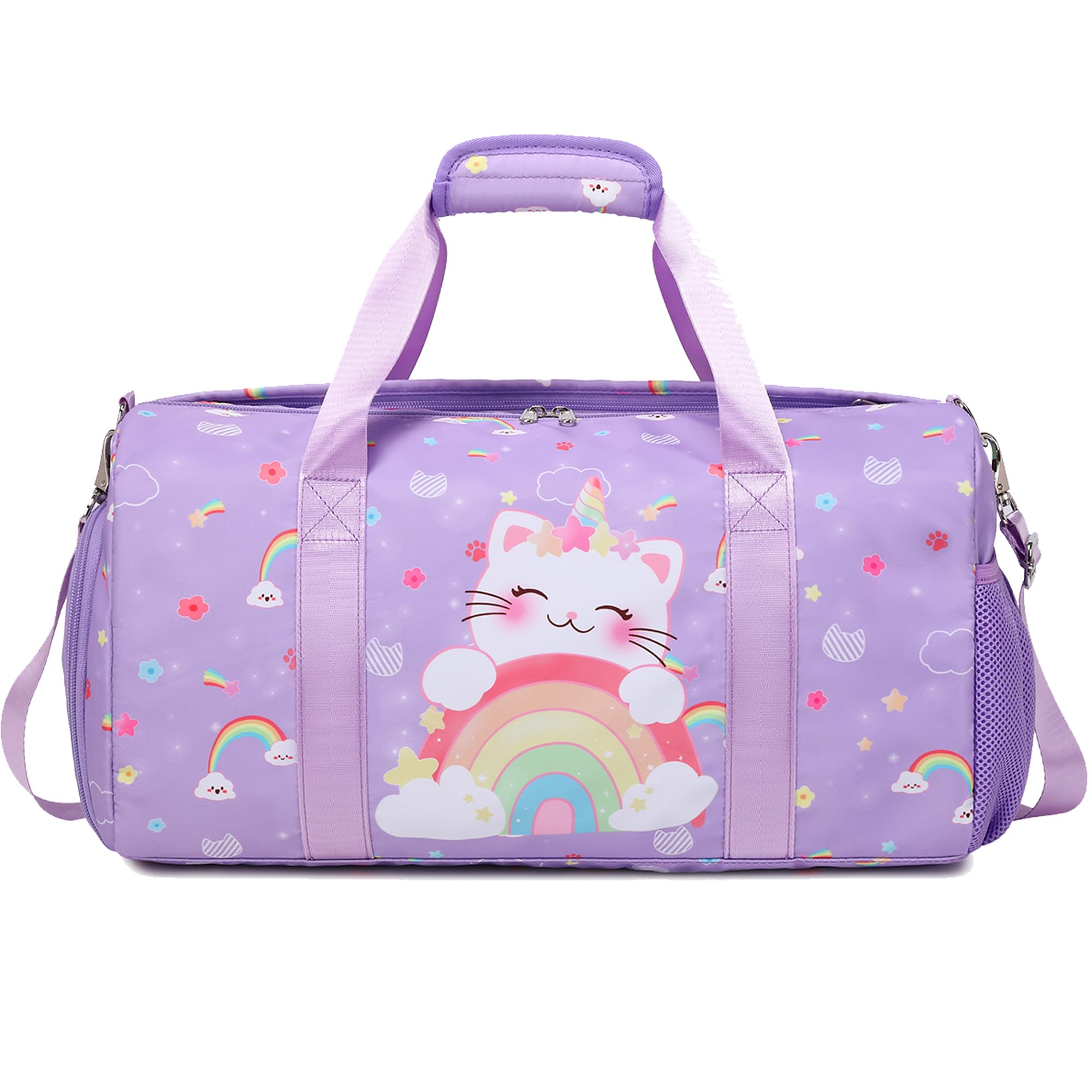 Unicorn Cat Dance Bag for Girls - Ballet, Gymnastics & Sports Duffle Bag with Shoe Compartment & Wet Pocket - Perfect for Dance Class, Travel & Sleepovers