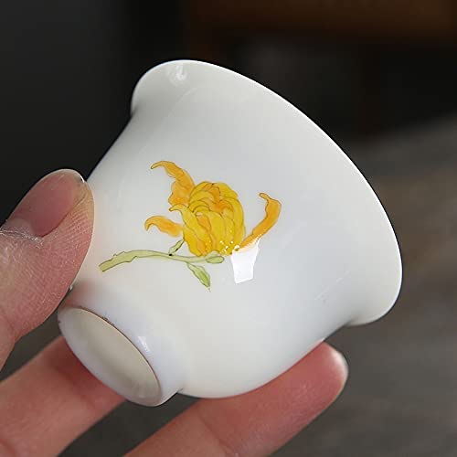 Hand-Painted Jingdezhen White Porcelain Jade Tea Cup - Ceramic Coffee Mug, Gongfu Tea Bowl for Home & Office Use - Perfect for Chinese Tea Ceremony, Daily Drinking, and Gift Giving (Color: Green)