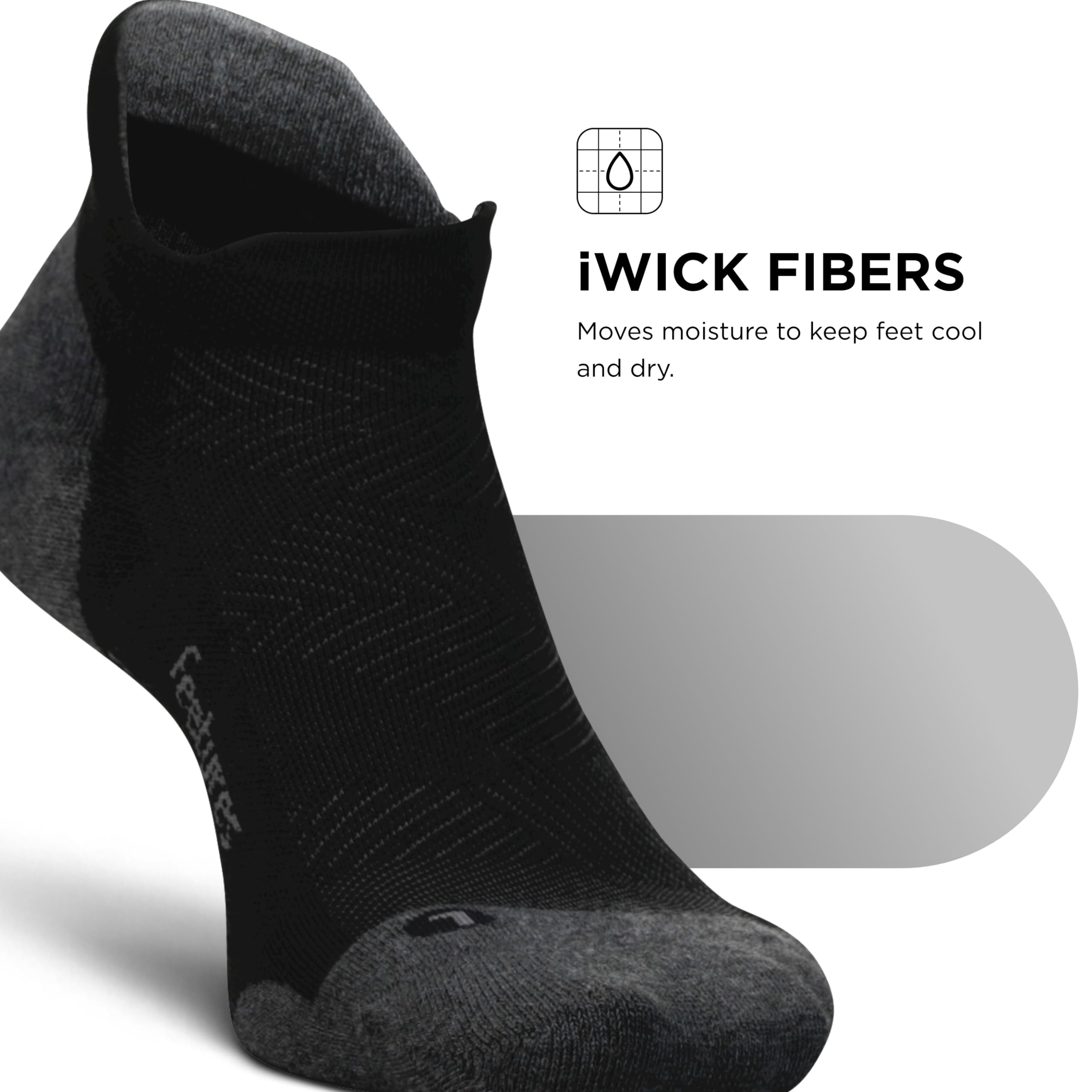 Feetures Elite Max Cushion No Show Tab Ankle Socks - High Performance Athletic Socks with Targeted Compression for Running, Hiking & Workouts - Breathable & Moisture Wicking - Black, XL (6 Pairs) - Perfect for Gym, Sports & Everyday Active Wear