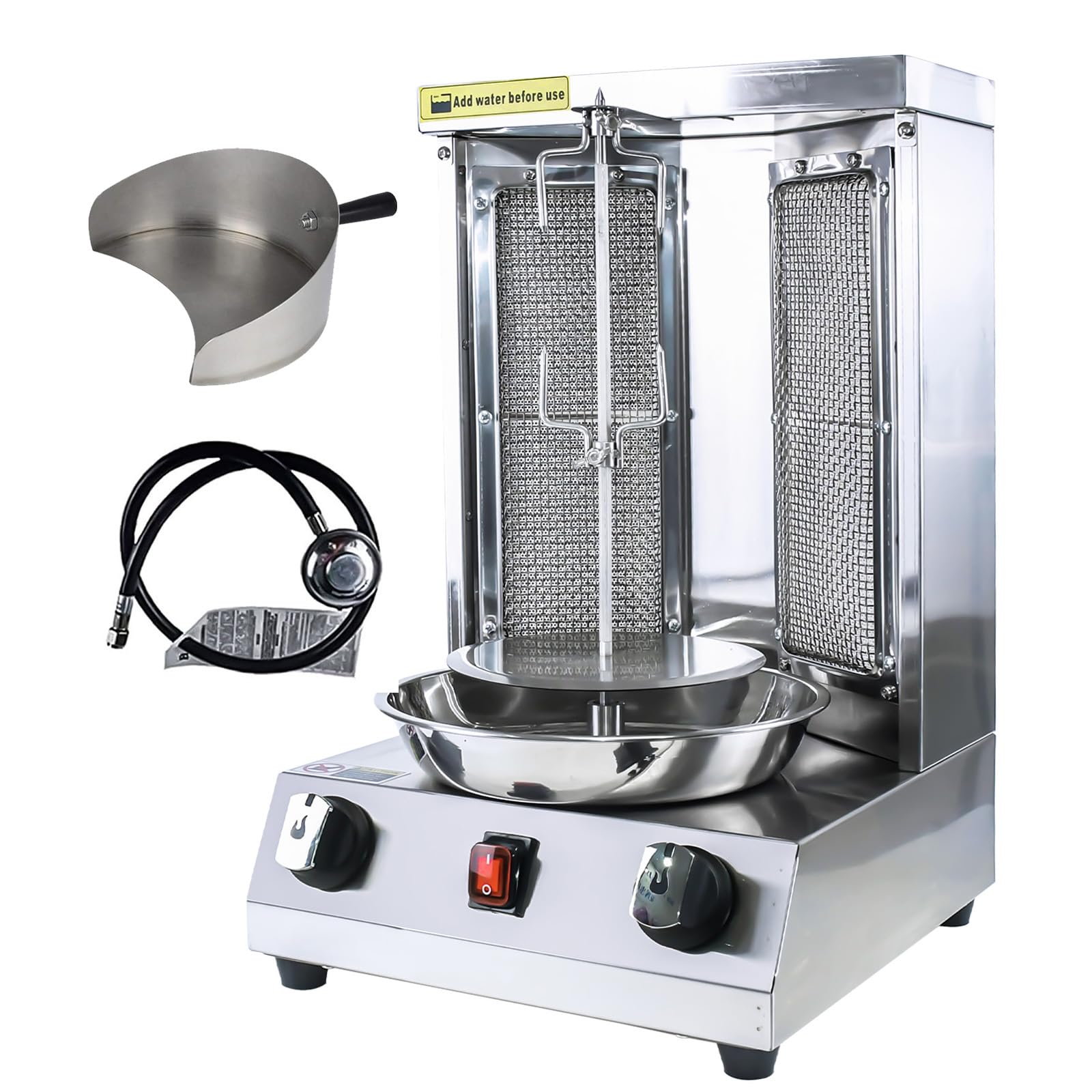 KOOTEN Vertical Shawarma Machine - Propane Gyro Grill, Chicken Roaster & Doner Kebab Maker with 2 Burners & Meat Catch Pan - Perfect for Restaurants, Food Trucks & Catering Events