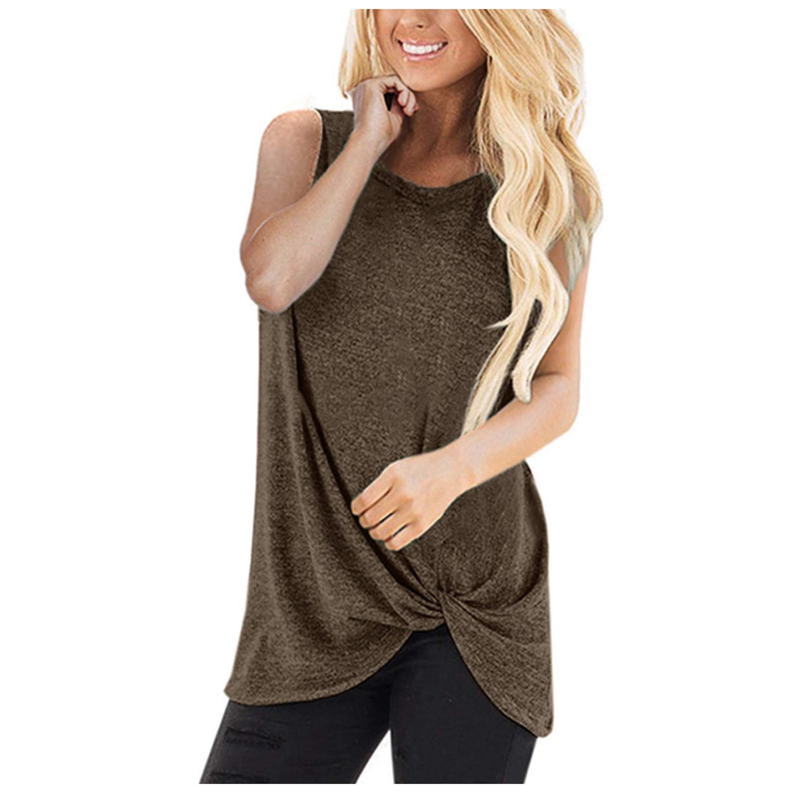 YaYiYa Women's Sleeveless Crewneck T-Shirts - Summer & Fall Casual Blouses for Women | Perfect for Office, Travel & Everyday Wear
