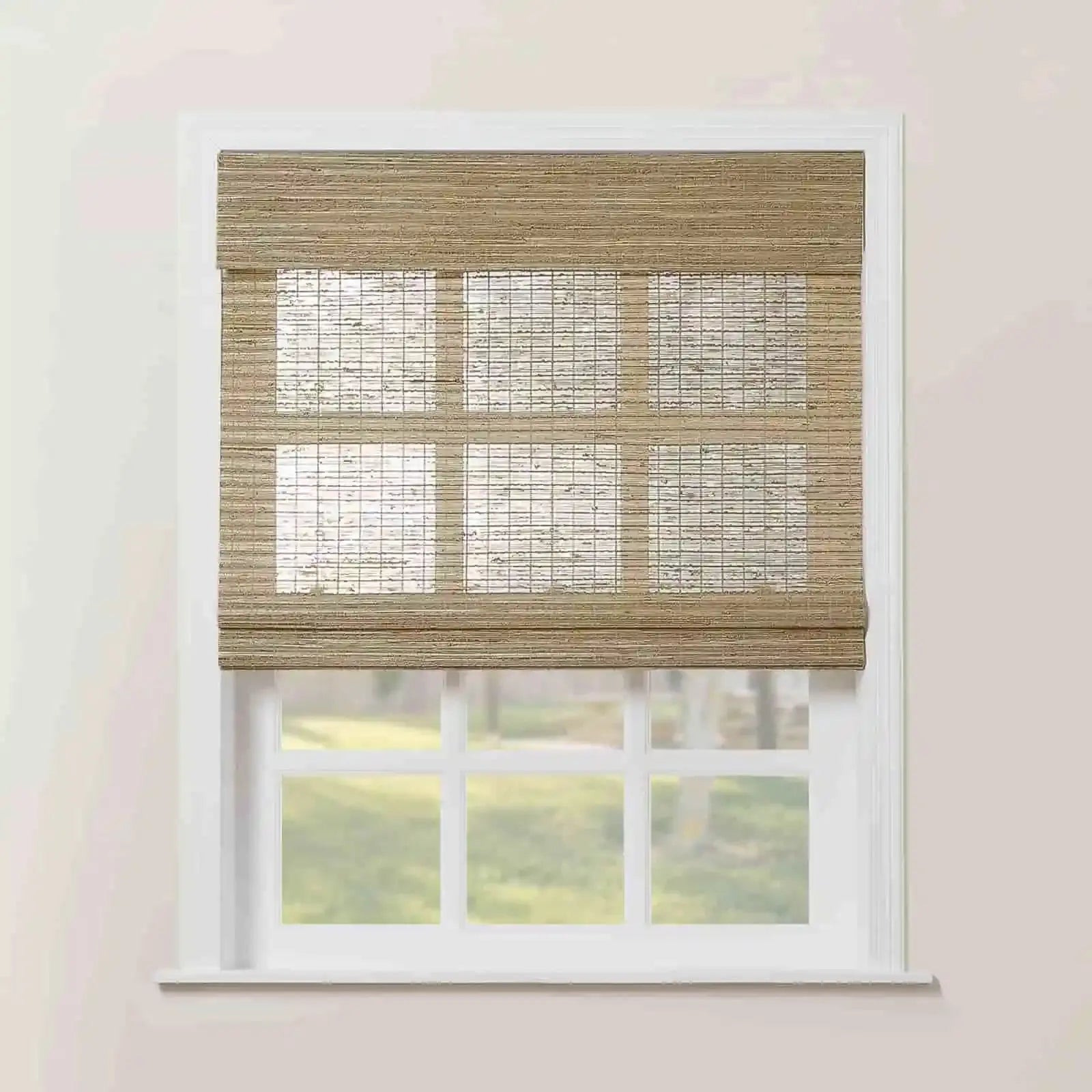 Rae Natural Ramie Flax Woven Wood Shades Series C - Eco-Friendly Window Coverings for Living Room, Bedroom & Office Decor