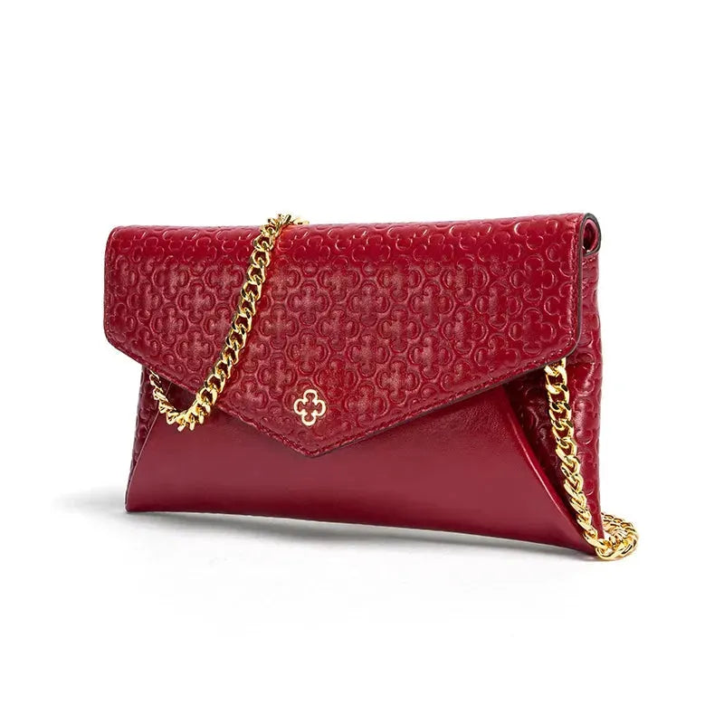 Stylish Women's Leather Envelope Clutch Bag - Elegant Crossbody Purse for Evening Parties, Weddings & Date Nights