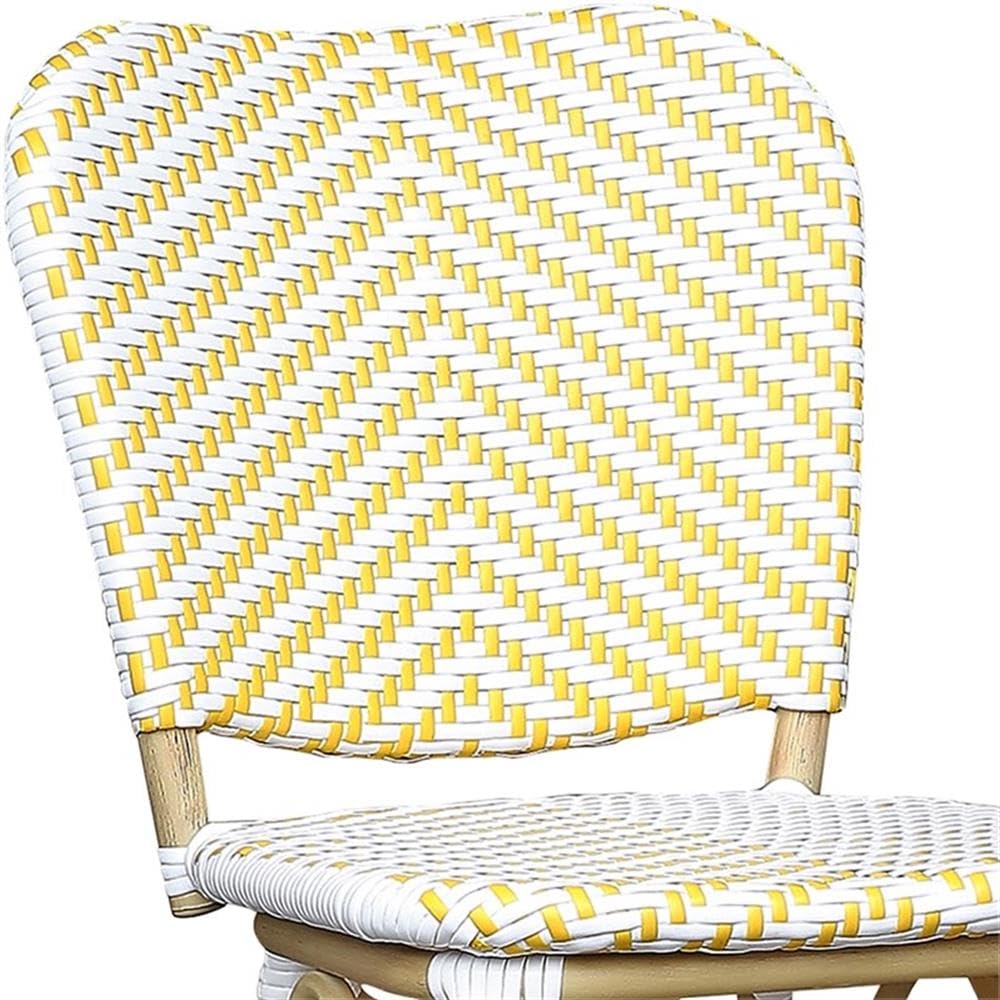 Furniture of America Adino Aluminum Patio Bar Chairs (Set of 2) - Yellow Outdoor Dining Chairs for Backyard, Poolside & Garden Seating