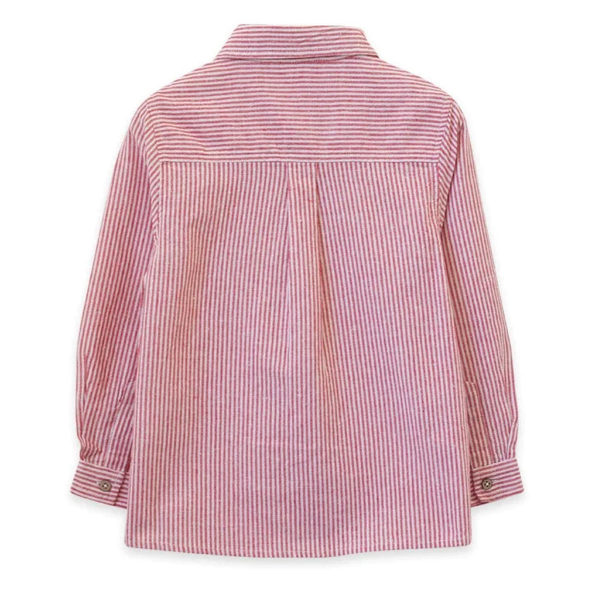 Beet World Men's Collar Shirt with Red Stripe - Stylish Casual Button Down Shirt for Office, Date Night & Everyday Wear