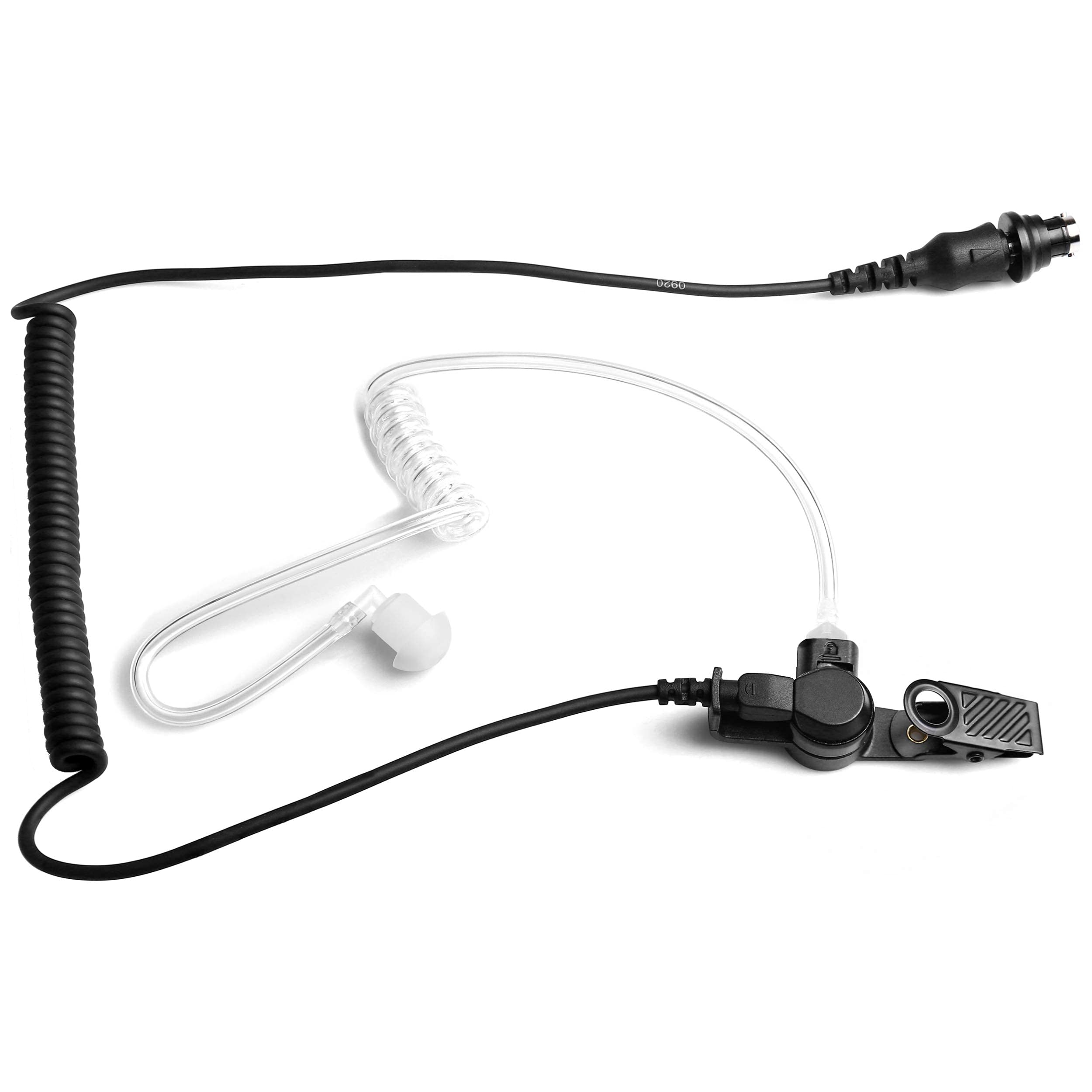 Motorola APX HMN4101 HMN4103 HMN4104 Compatible Sheepdog 8-Pin Listen Only Earpiece Headset with Clear Coiled Acoustic Tube - Ideal for Police, Security & Two-Way Radio Communication