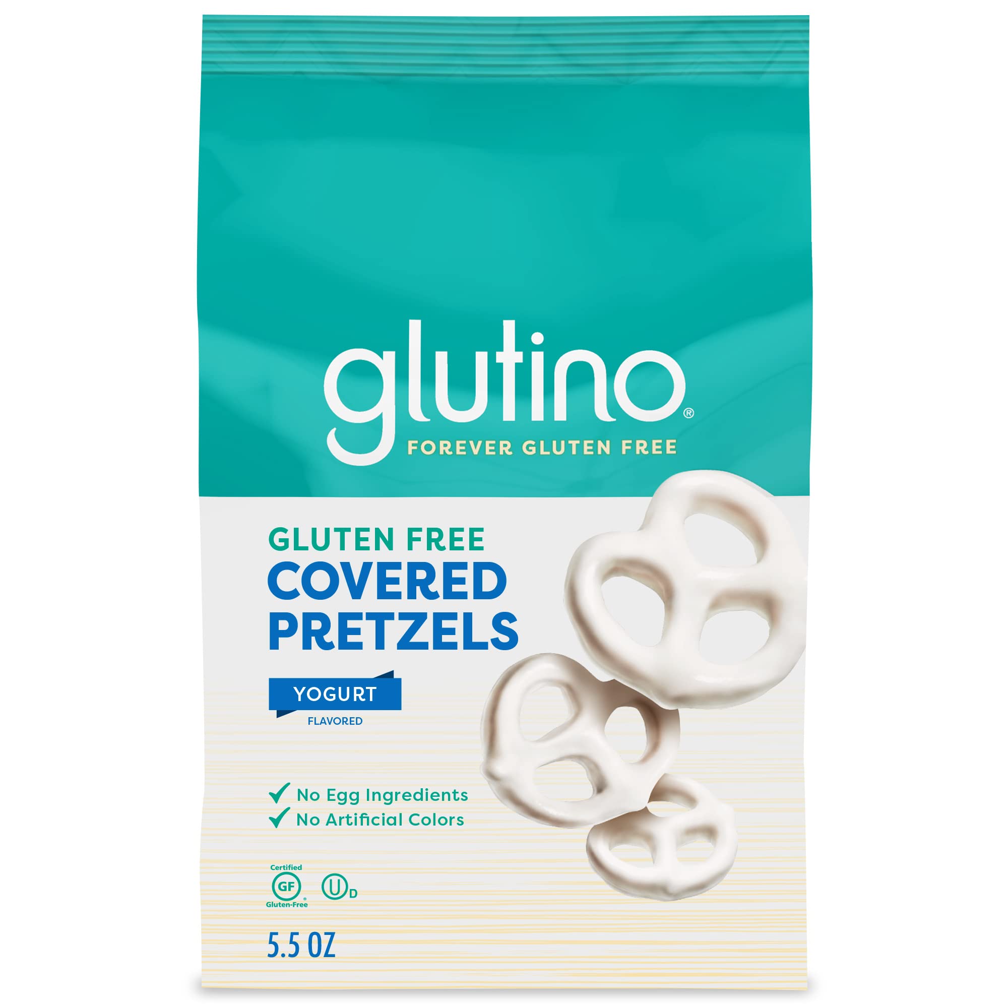 Glutino Gluten Free Yogurt Covered Pretzels Snacks - 5.5 oz Pack - Dairy Free, Vegan Friendly - Perfect for School Lunches, Movie Nights & Healthy Snacking