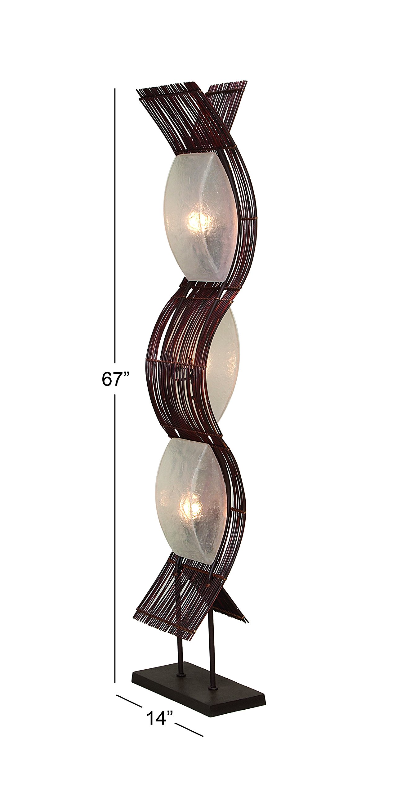 Deco 79 Modern Bamboo Wood Floor Lamp with Wavy Design & Cream Lampshade - 67