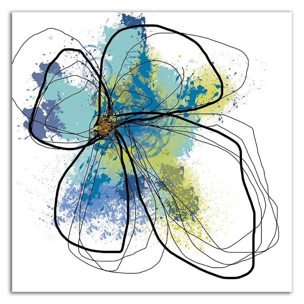 Azure Petals I by Jan Weiss - Premium Canvas Wall Art Print - Ready to Hang - Modern Home Decor for Living Room, Bedroom & Office