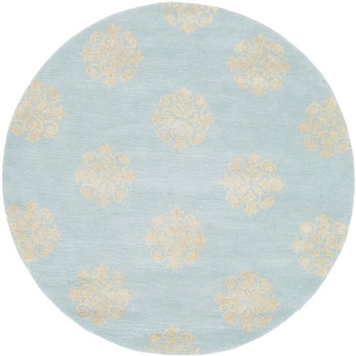 SAFAVIEH Soho Collection 6' Round Turquoise & Yellow Medallion Area Rug - Handmade Wool & Viscose Rug for Living Room, Bedroom, Dining Room Decor