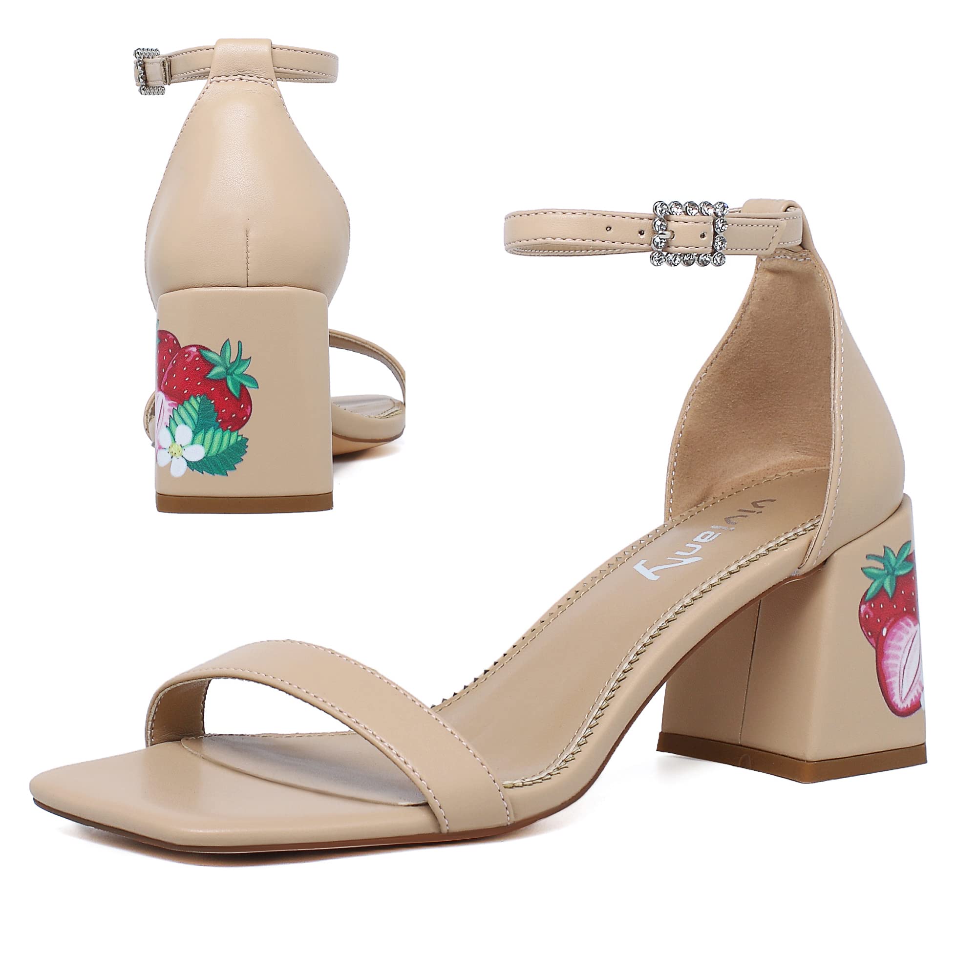 Vivianly Women's Chunky Heel Ankle Strap Sandals - Square Toe Block Low Heel Dress Shoes for Women | Comfortable Party Pumps, Wedding, Office & Evening Wear