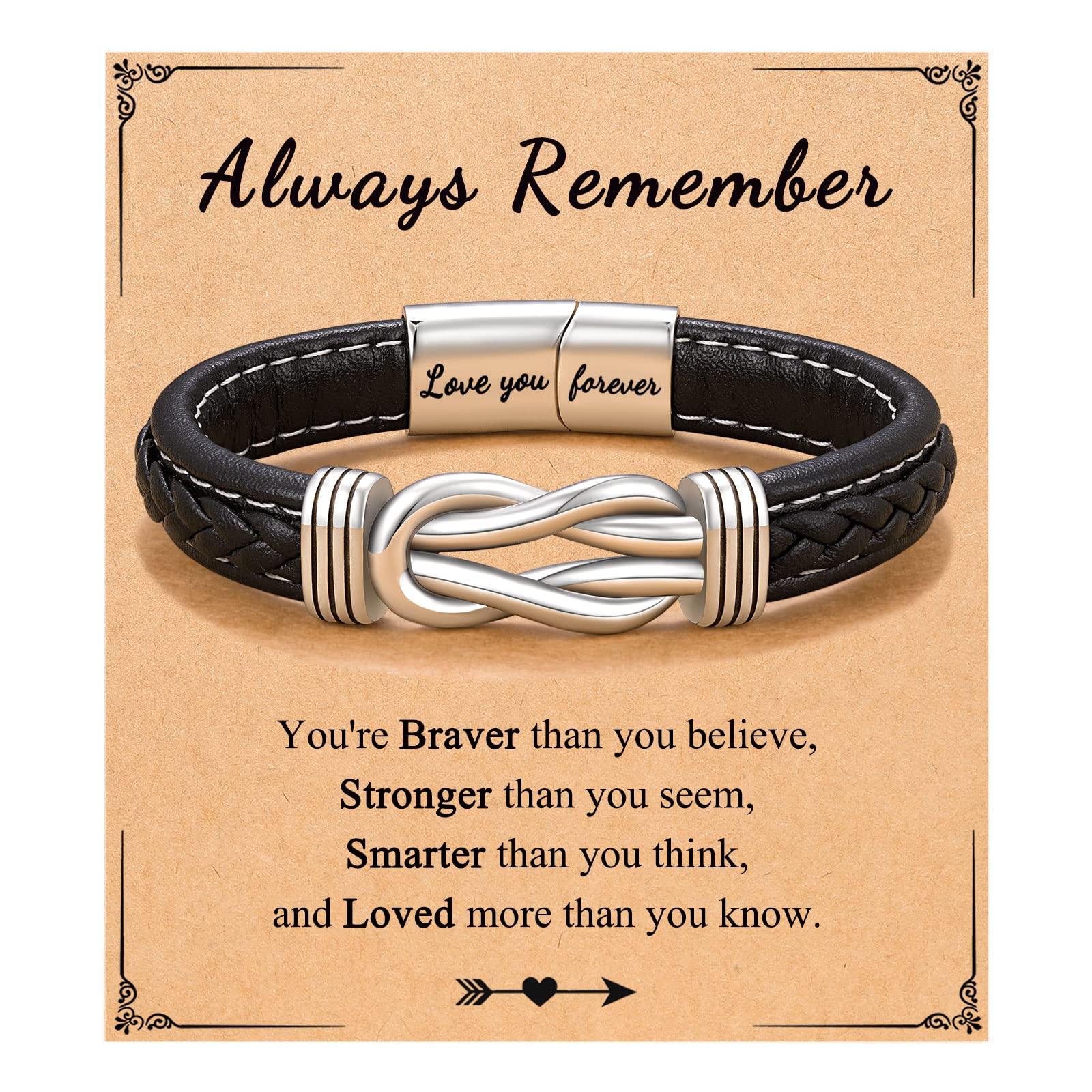 To My Son Grandson Nephew Inspirational Bracelet - Meaningful Gift for Teen Boys & Men - Birthday, Confirmation, Graduation, Back to School, Christmas Present - Perfect for Daily Wear & Special Occasions