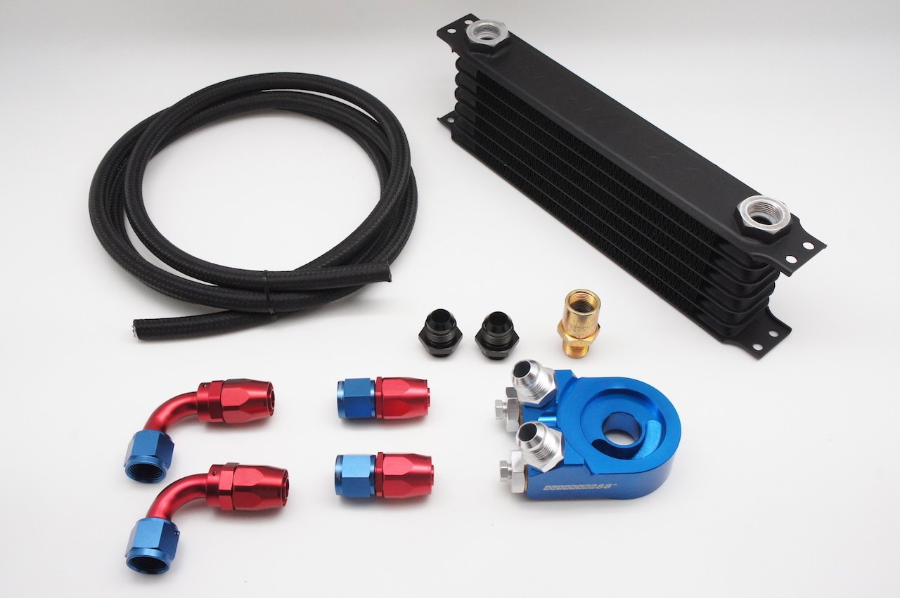 Autobahn88 Universal 10-Row Oil Cooler Kit with Oil Filter Adapter & 10ft Braided Hose - AN10 Fittings for High-Performance Cars, Trucks & Racing Vehicles - Perfect for Engine Cooling & Performance Upgrades