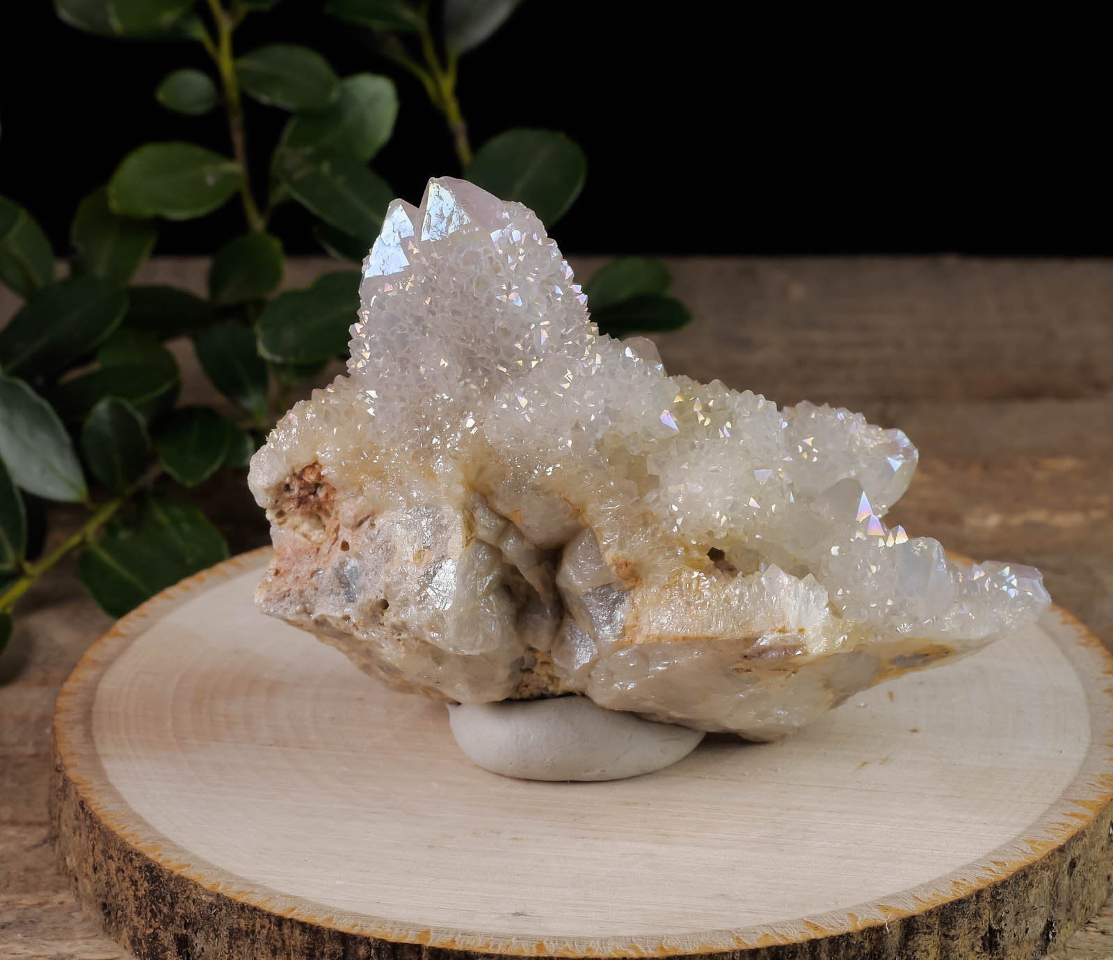 Rainbow Aura Quartz Crystal Cluster - Angel Aura Quartz for Healing, Meditation & Spiritual Growth | Natural Spirit Quartz Decor for Home, Office & Sacred Space (R0420)