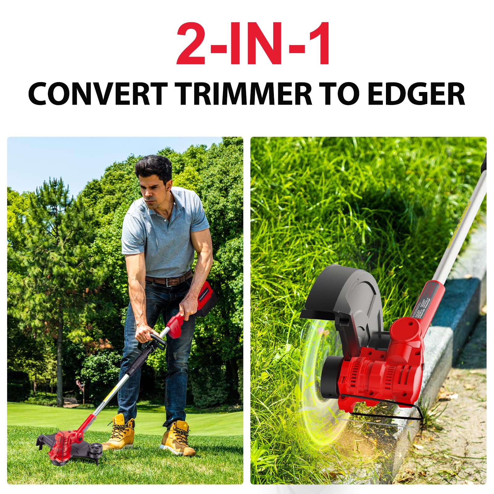 PowerSmart 40V MAX Cordless String Trimmer & Edger 2-in-1 with Leaf Blower Combo Kit - Includes 4.0Ah Battery & Fast Charger (PS76500C) - Perfect for Lawn Care, Yard Maintenance & Landscaping