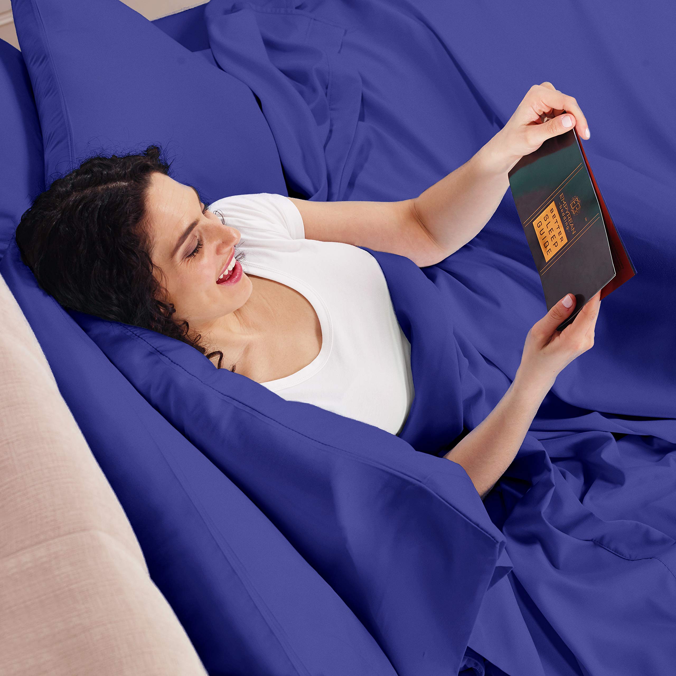 Empyrean Twin Size Bed Sheets Set - 3 Piece Super Soft Microfiber Sheets with Double Brushed Finish - Luxury Hotel Quality Royal Blue Twin Bedding with 4 Corner Elastic Straps - Perfect for Guest Rooms, Dorms & Cozy Bedrooms