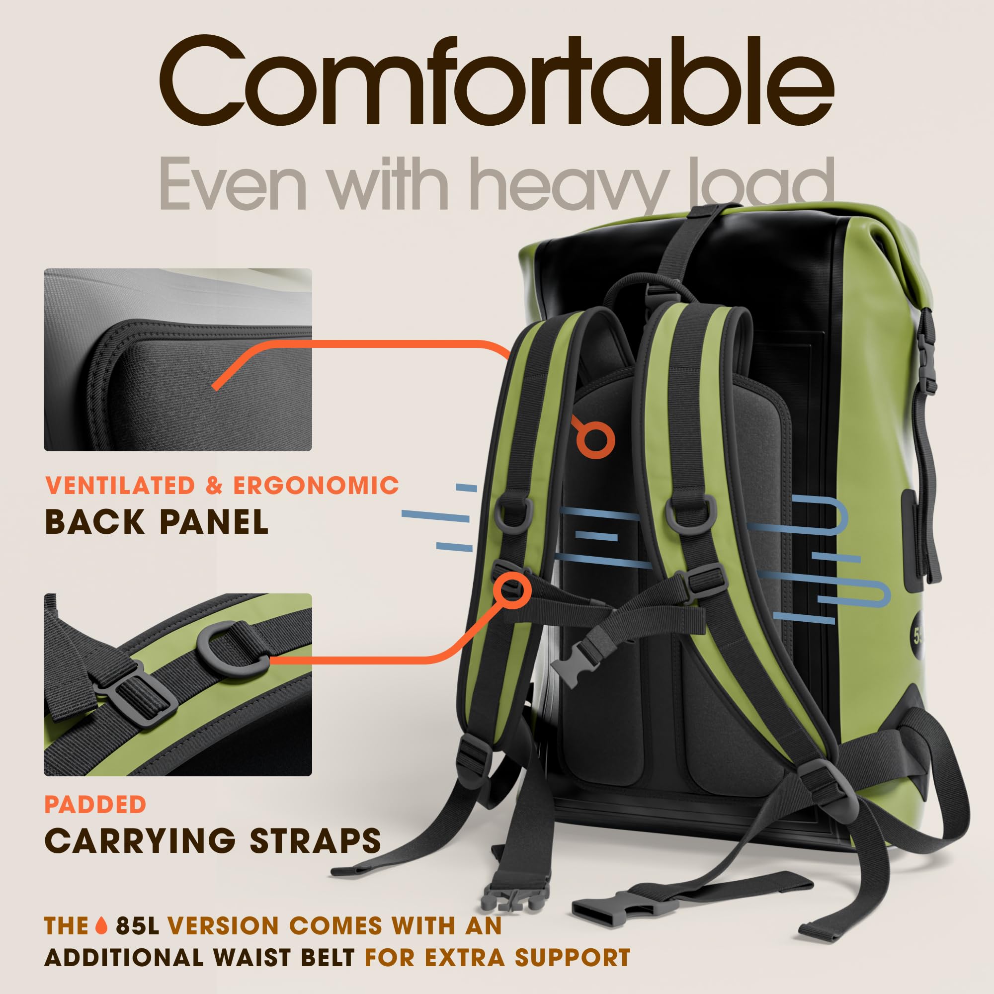 Earth Pak Waterproof Backpack - Heavy Duty Hiking Backpack with Roll-Top Closure - Waterproof Dry Bag & Phone Case - Perfect for Outdoor Adventures, Camping, Kayaking and Travel