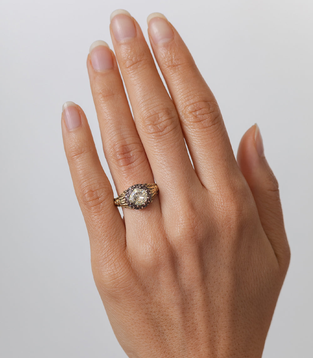 Regal Rose Cut Diamond Ring - Vintage Inspired 14K Gold Engagement Ring for Women - Perfect for Weddings, Anniversaries & Special Occasions