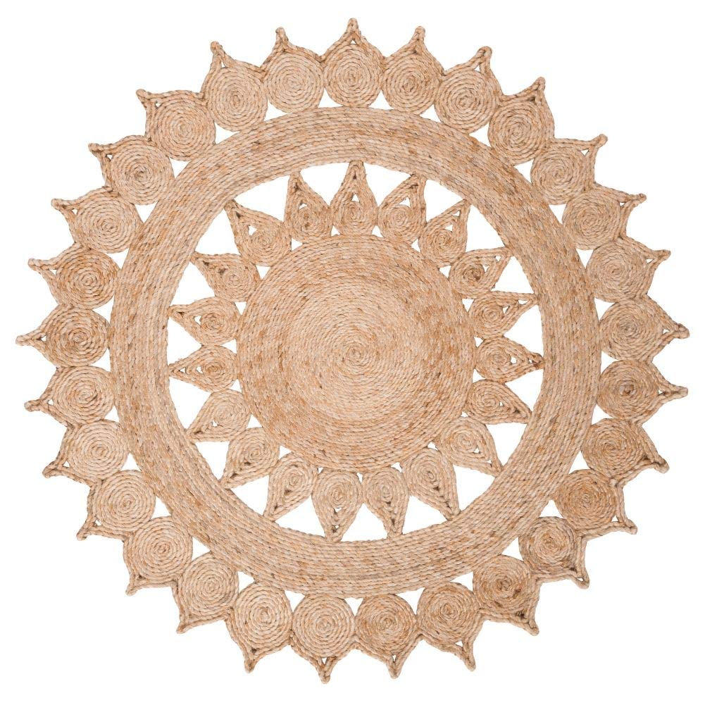 SAFAVIEH Handmade Natural Jute Area Rug - 9' Round Boho Chic Rug for Living Room, Bedroom & High Traffic Areas | Eco-Friendly Home Decor | Perfect for Farmhouse, Coastal & Bohemian Style Interiors (NFB246A)