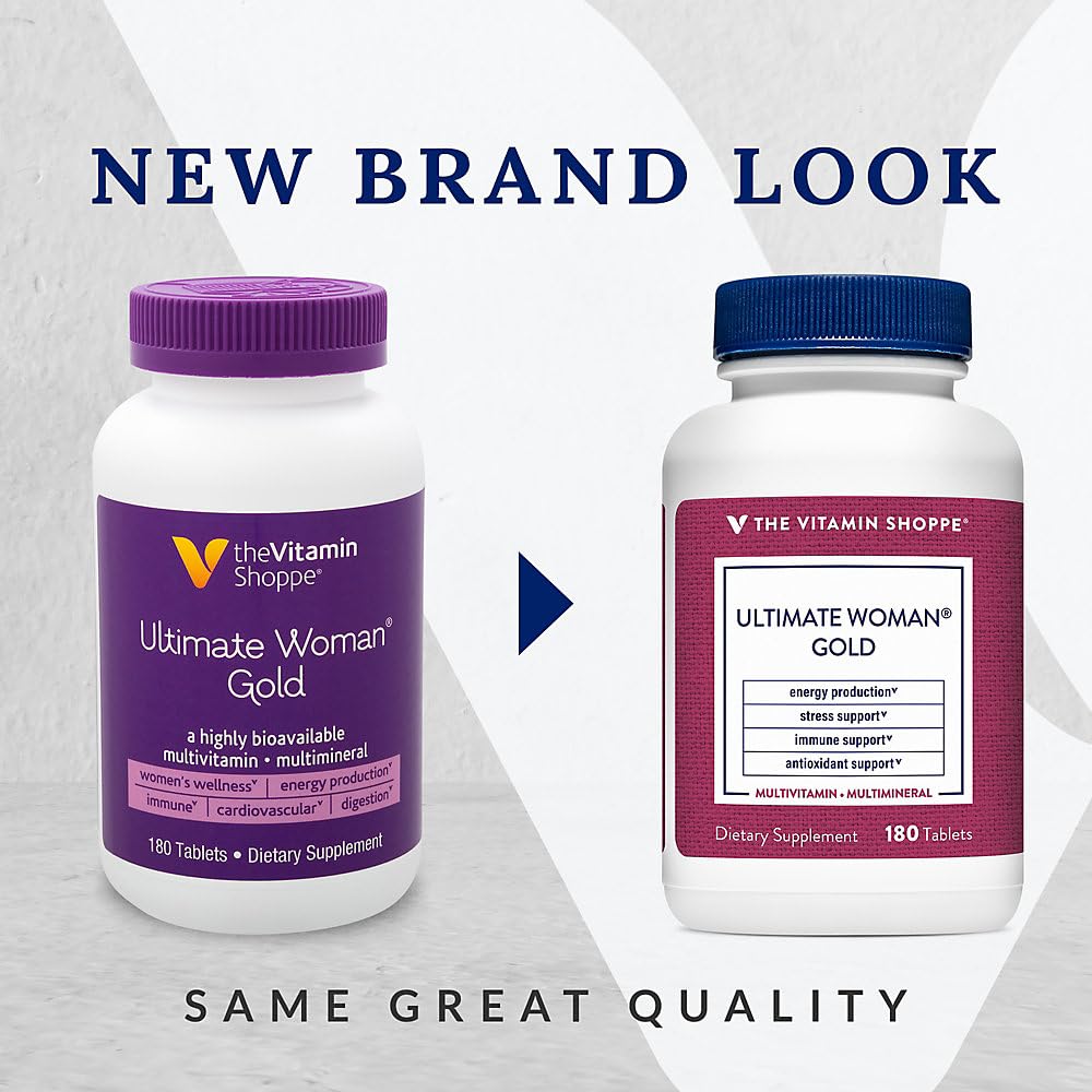 Ultimate Woman Gold Multivitamin with Iron, B Vitamins & D3 - Energy, Bone & Immune Support - Gluten Free Multimineral Supplement (180 Tablets) - Perfect for Active Women's Daily Wellness Routine
