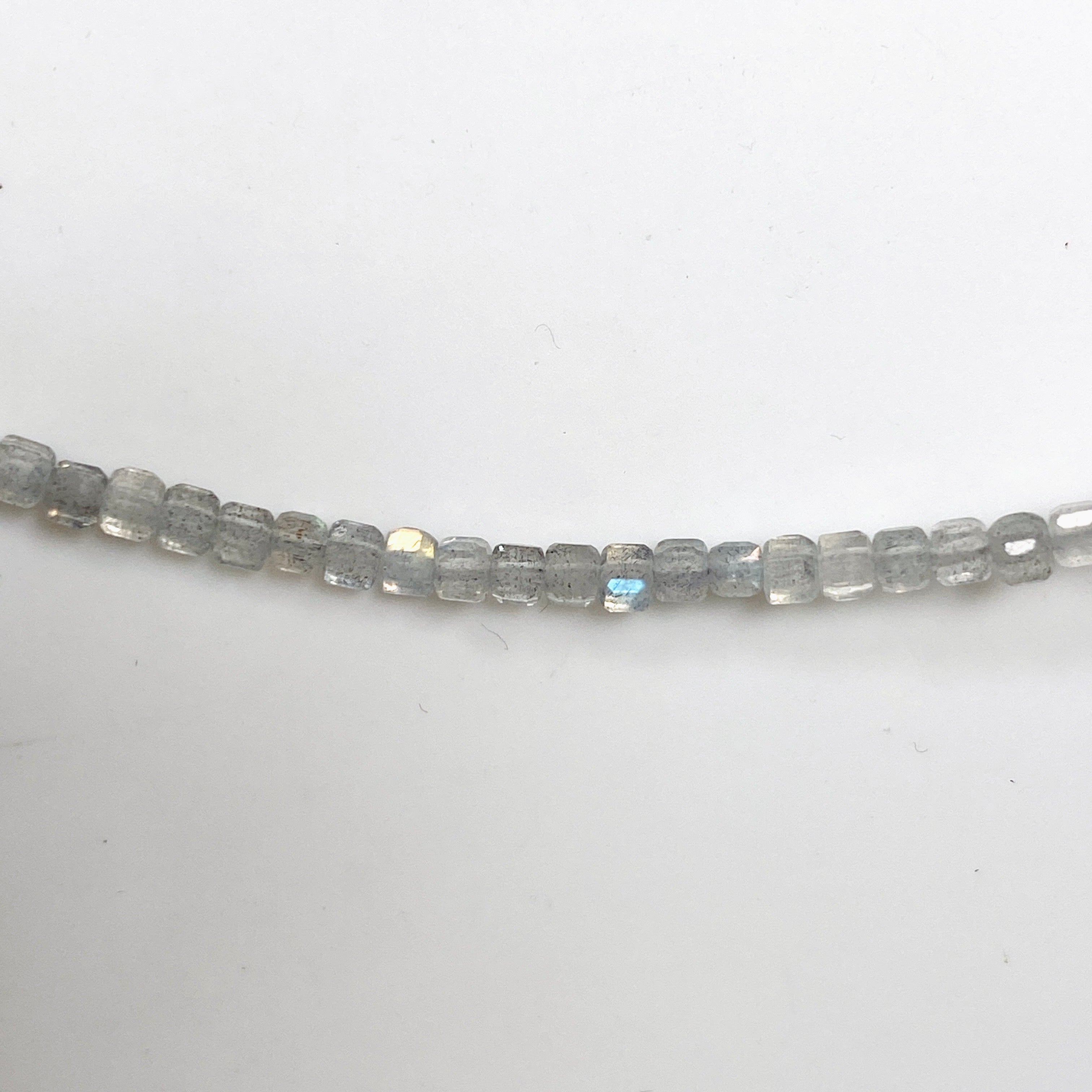 2mm Square Labradorite Micro Bead Necklace - Elegant Handmade Jewelry for Women, Perfect for Yoga, Meditation & Boho Fashion