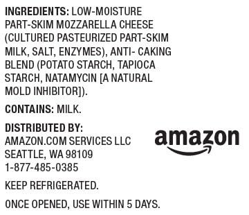 Happy Belly Shredded Low Moisture Part Skim Mozzarella Cheese - 16 oz (Pack of 1) | Perfect for Pizza, Pasta, Salads & Melting Dishes | Amazon Brand