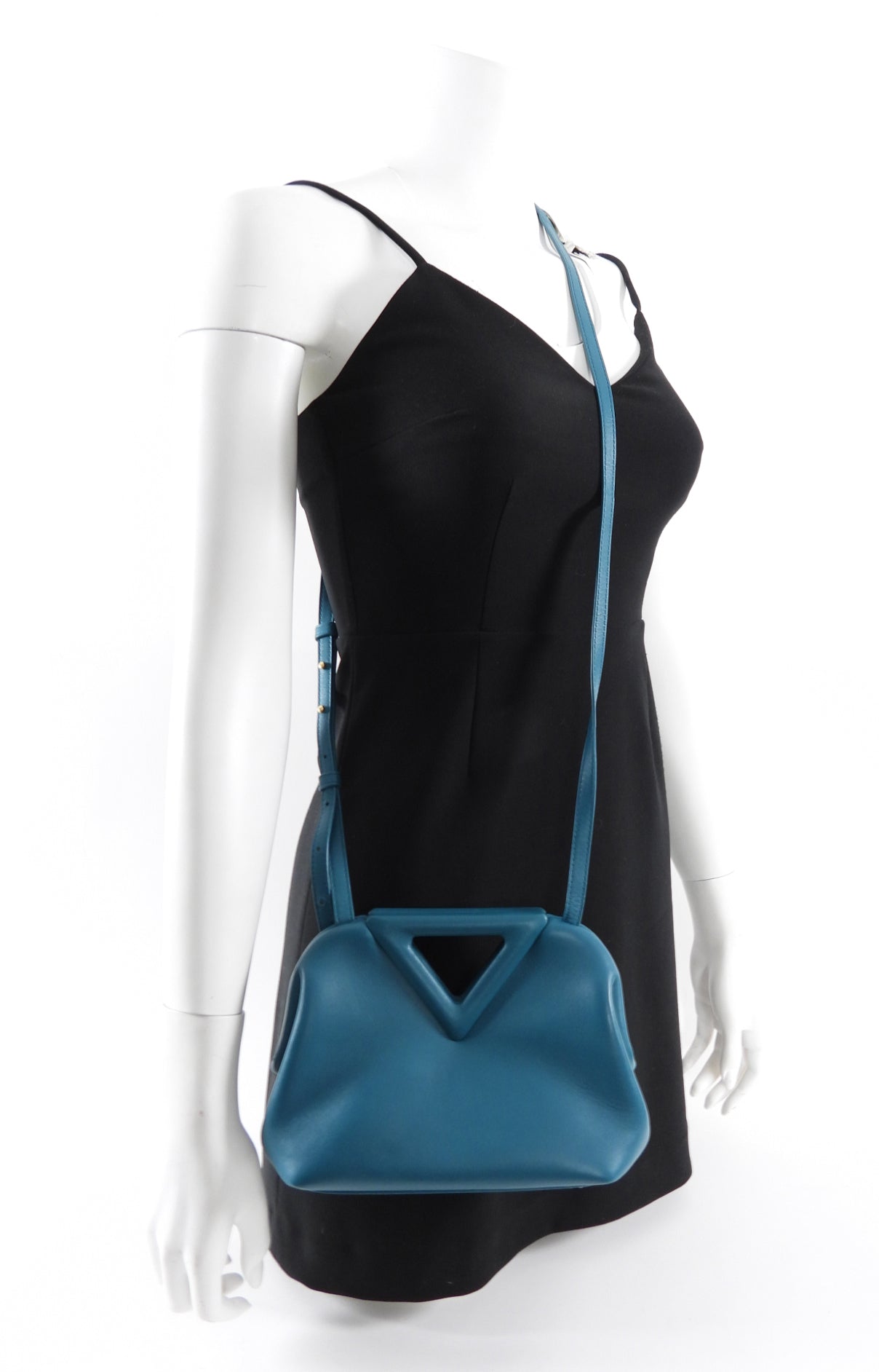 Bottega Veneta Small Teal Leather Point Crossbody Bag for Women | Luxury Designer Handbag | Perfect for Date Night, Travel & Everyday Use