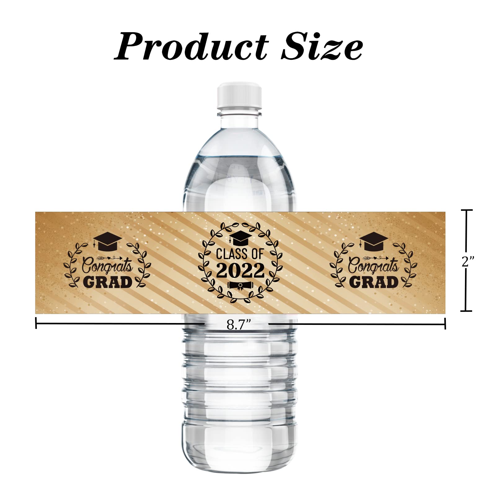 2022 Graduation Party Water Bottle Labels - 24pcs Waterproof Stickers for High School Graduation Favors, Class of 2022 Bottle Wrappers & Decals | Perfect for Graduation Party Decorations, Senior Celebrations & School Events