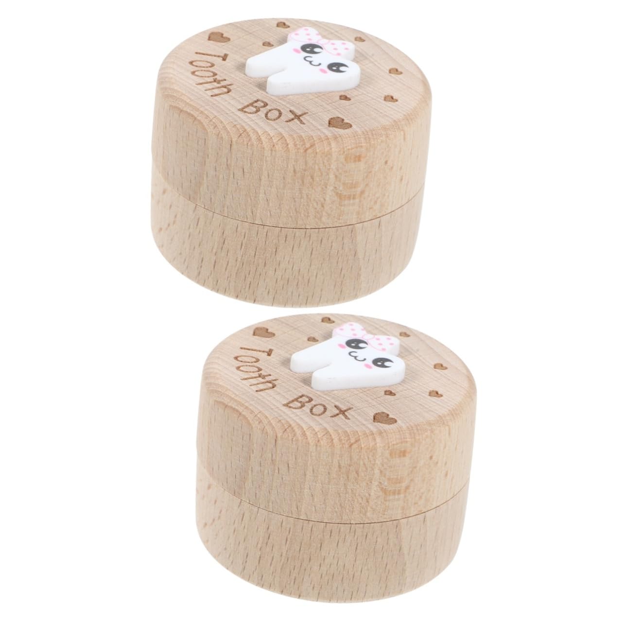 TOYANDONA 2 Pack Wooden Tooth Keepsake Box for Kids - Spacious Baby Teeth Storage Container for Boys & Girls | Perfect for First Lost Tooth, Tooth Fairy Gifts & Childhood Memorabilia