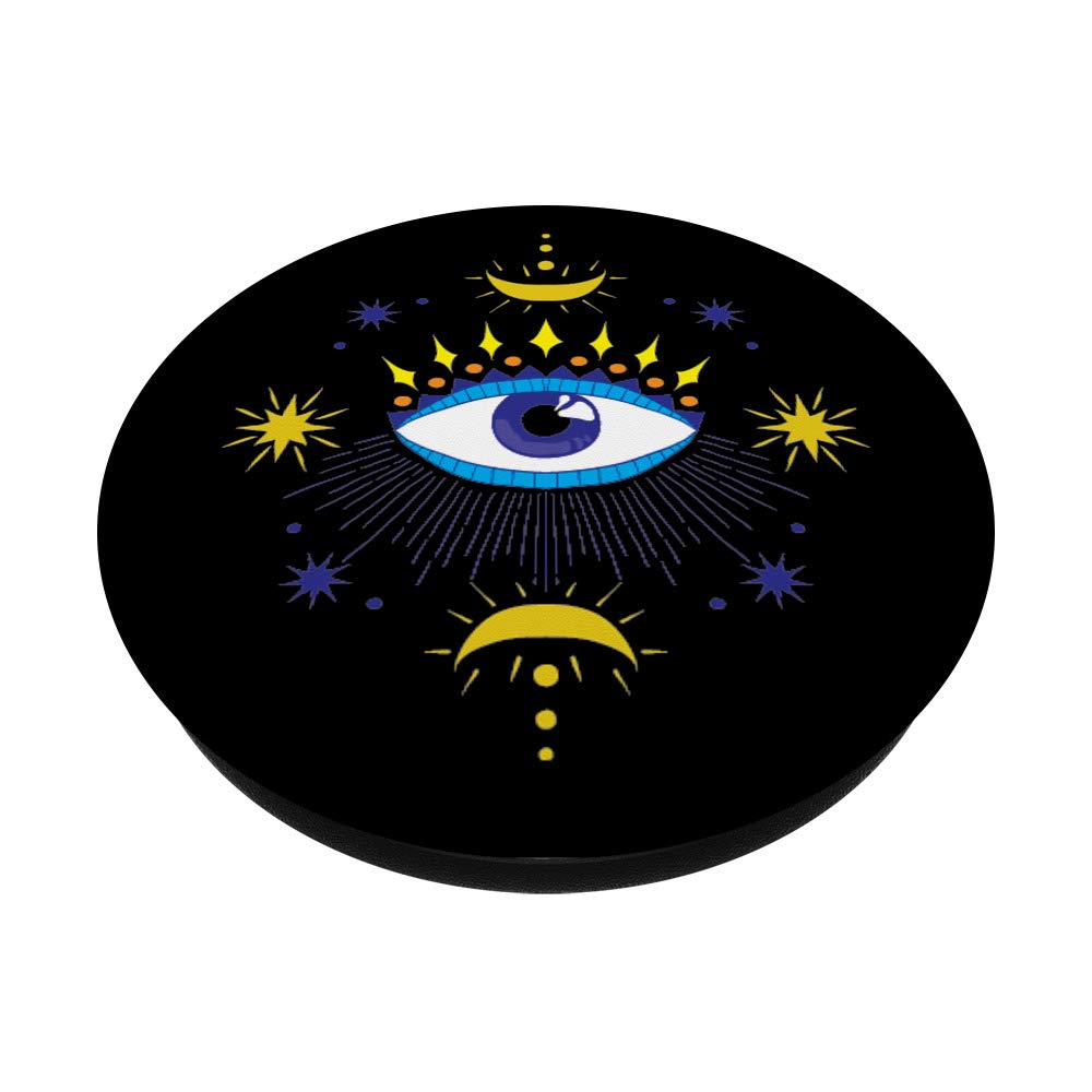 Evil Eye Moon & Stars PopSockets PopGrip - Swappable Phone Grip for iPhone, Samsung & Tablets - Perfect for Protection & Style in Daily Use, Travel & Work