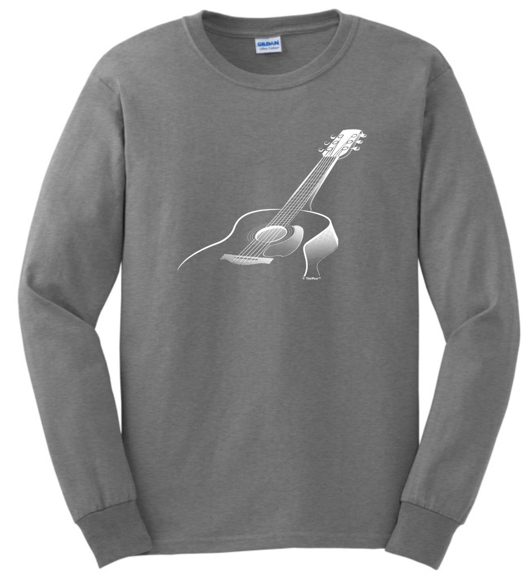 3D Acoustic Guitar Music Themed Long Sleeve T-Shirt for Men & Women | Unique Music Lover Gifts & Band Merch | Perfect for Concerts, Gigs & Casual Wear