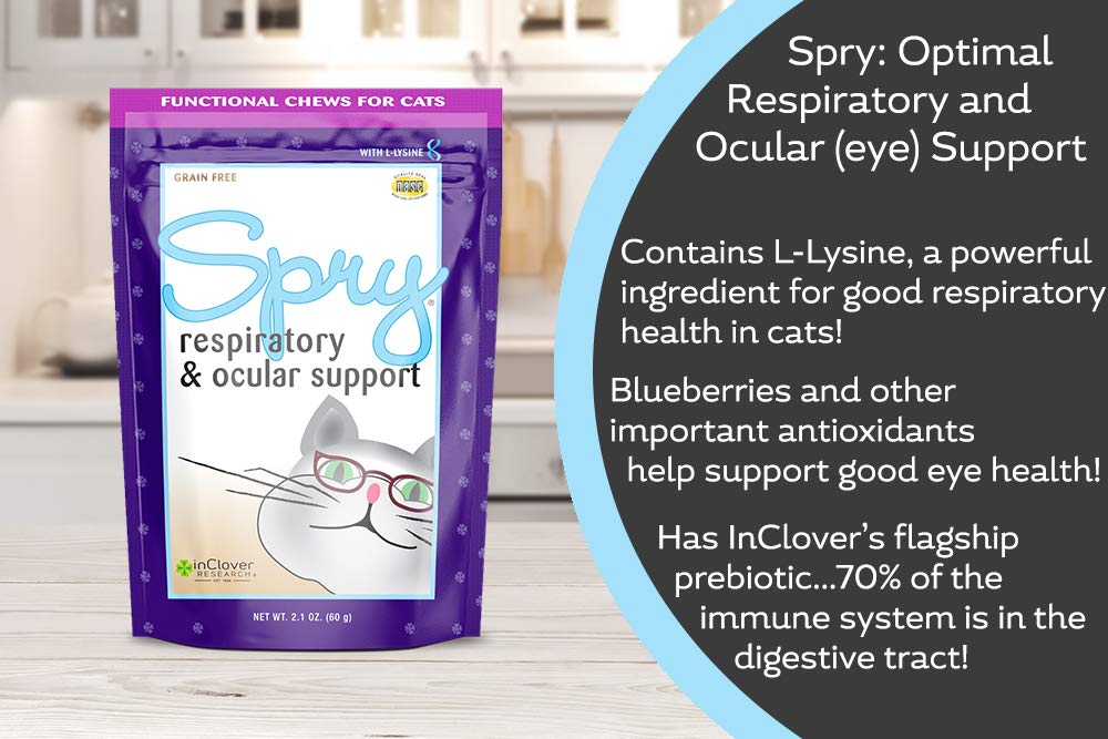 Spry L-Lysine Cat Treat Supplement for Immune & Respiratory Health - Antioxidant Rich Cat Eye Care Support with Prebiotics - Daily Health Treats for Cats (Supports Vision, Immunity & Digestion) - Perfect for Senior Cats & Kittens with Weak Immune Systems