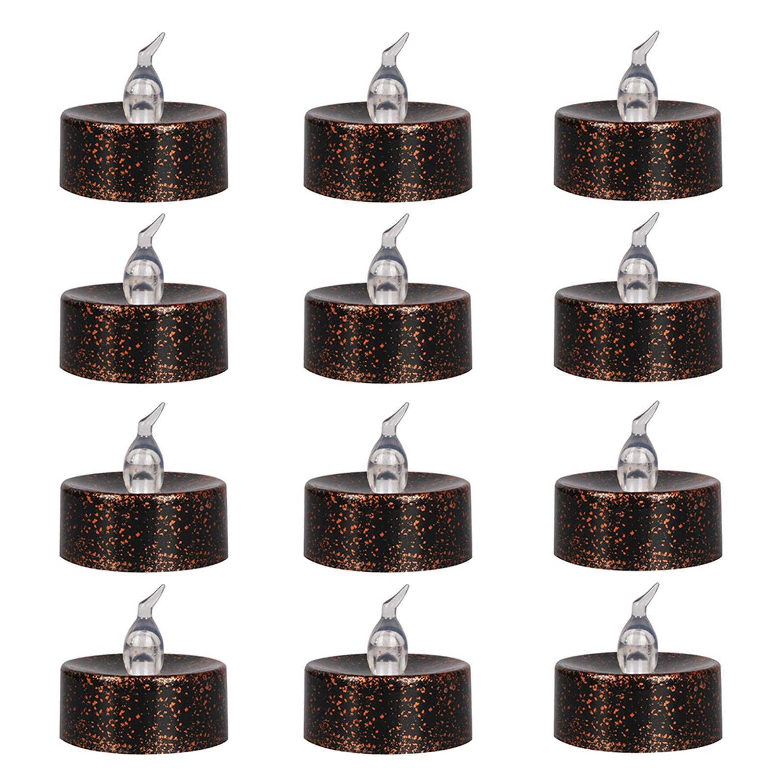 LVOERTUIG Flameless LED Tea Light Candles - 12 Pack Battery Operated Flickering LED Candles, Unscented Fake Tea Lights for Wedding Centerpieces, Anniversary Decor, Valentine's Day, Halloween & Home Decoration (Black)